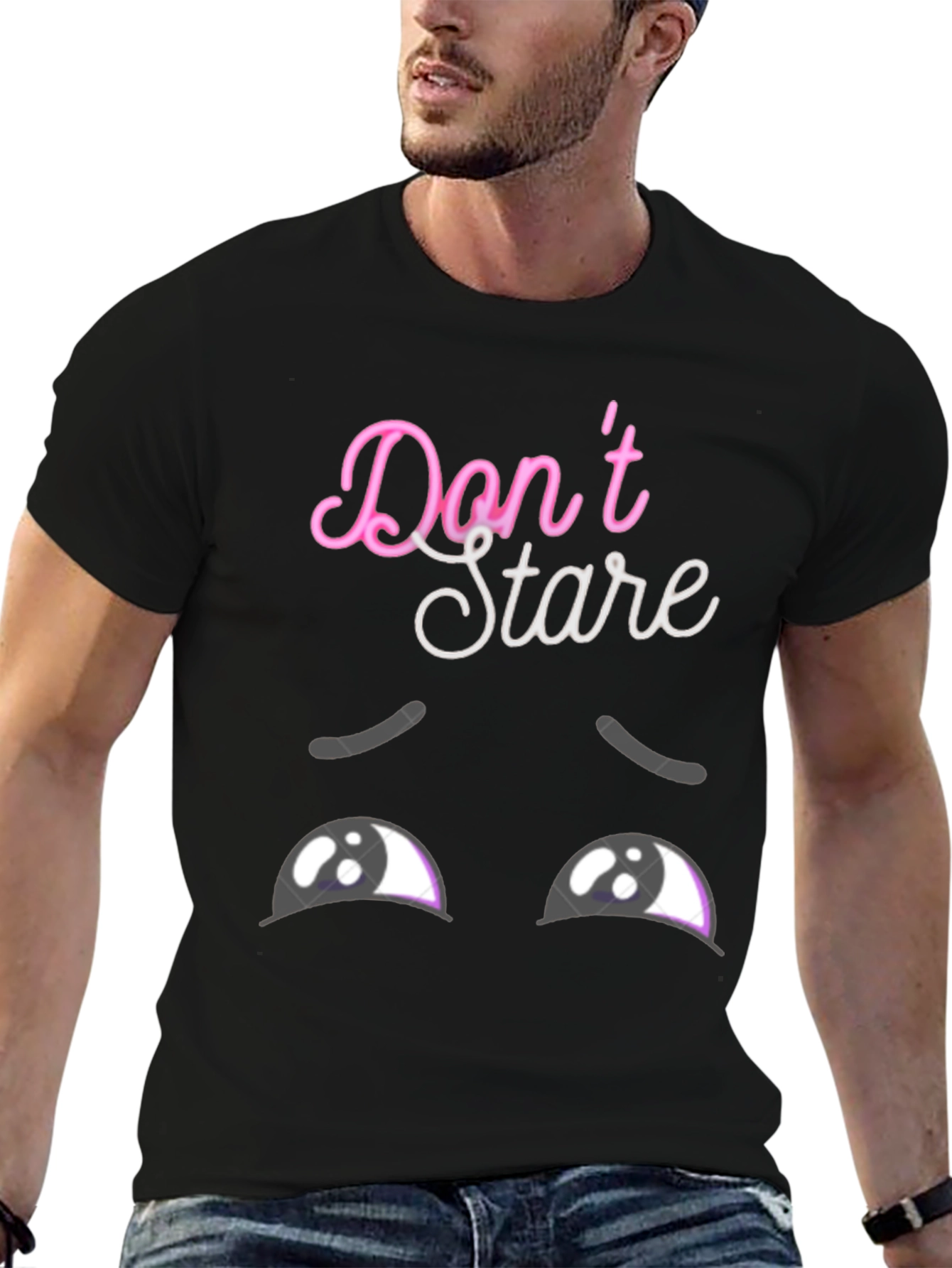Dont Stare Graphic Tee - Mens Black T-Shirt