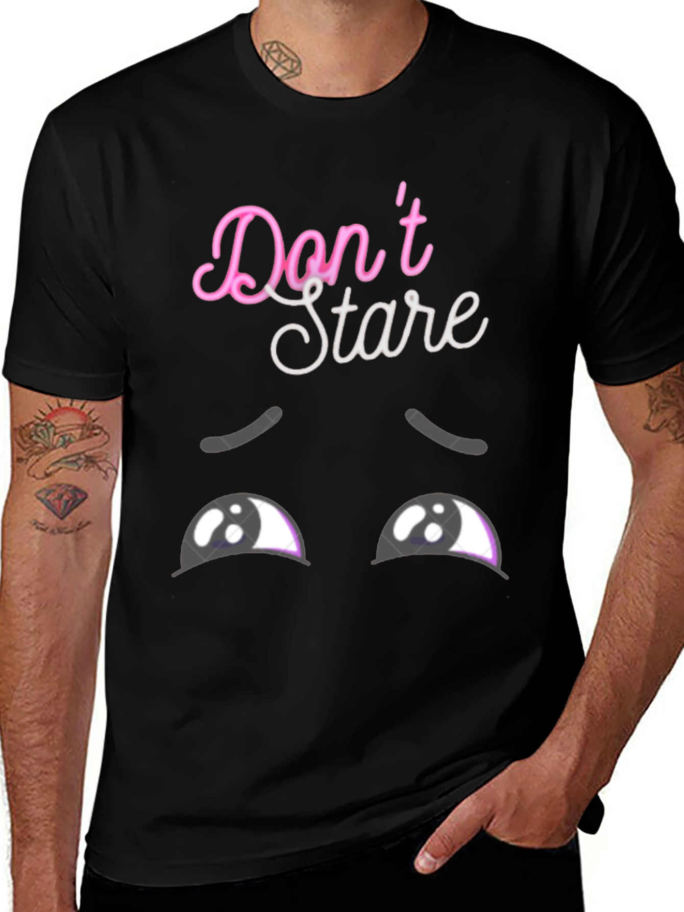 Dont Stare Graphic Tee - Mens Black T-Shirt