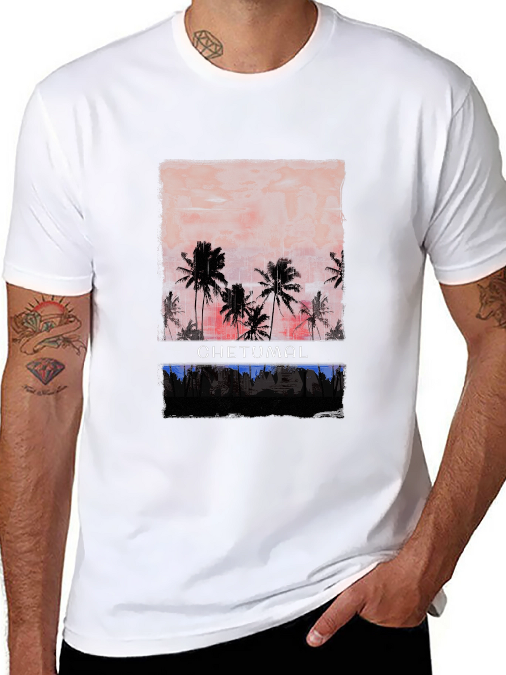 Chetumal Sunset Palm Tree T-Shirt