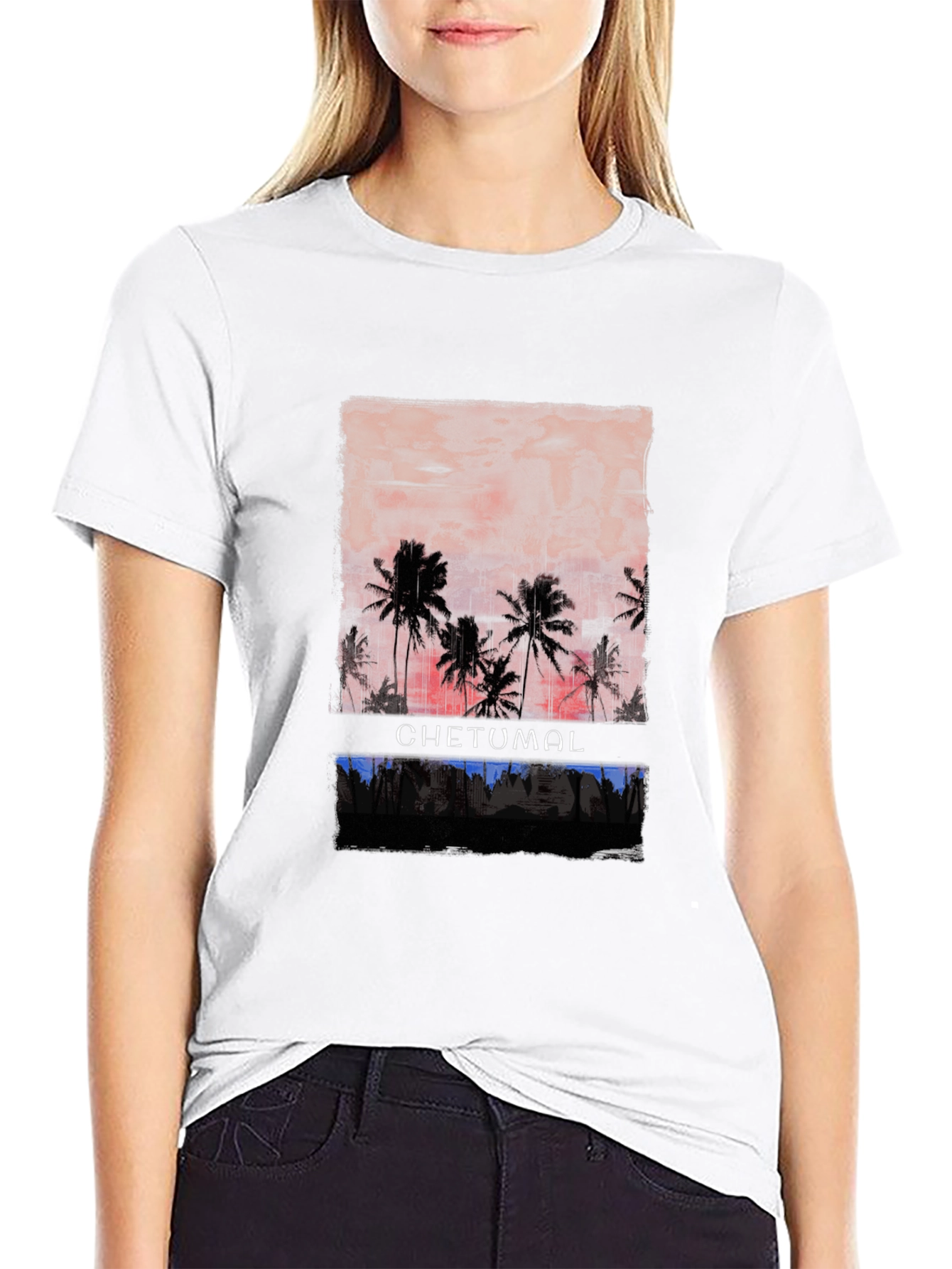 Chetumal Sunset Palm Tree T-Shirt