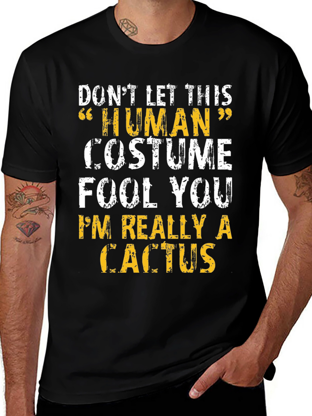 Human Costume Cactus T-Shirt - Funny Graphic Tee