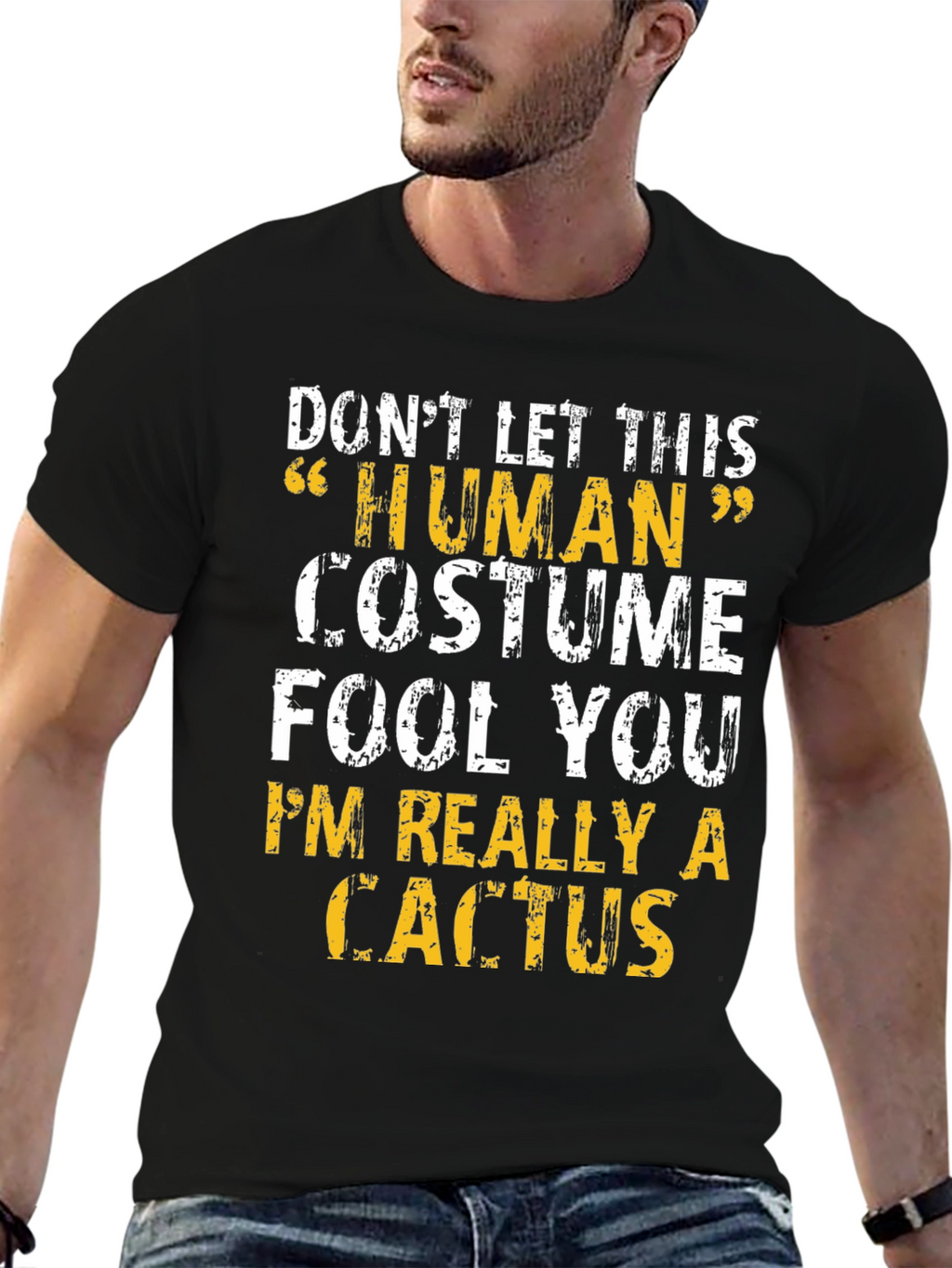 Human Costume Cactus T-Shirt - Funny Graphic Tee