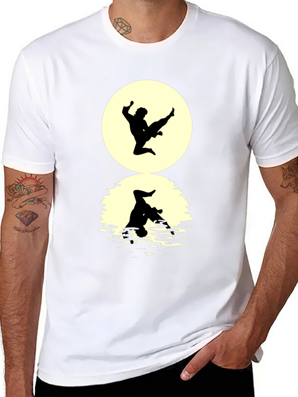 Karate Silhouette Graphic Black T-Shirt