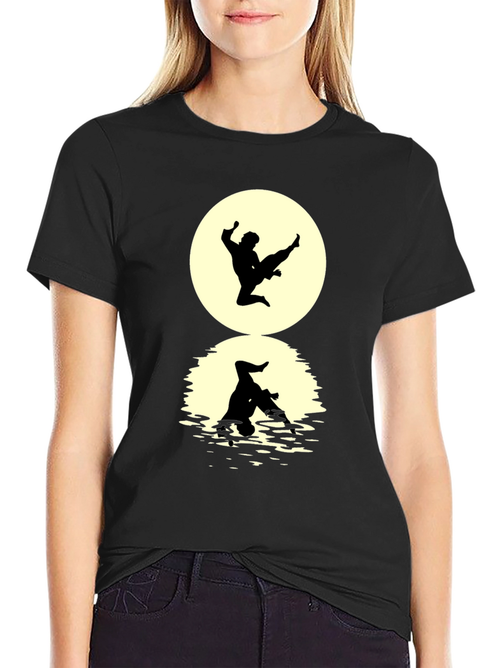 Karate Silhouette Graphic Black T-Shirt
