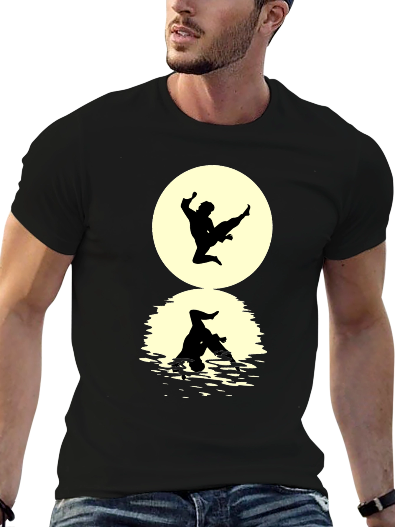 Karate Silhouette Graphic Black T-Shirt