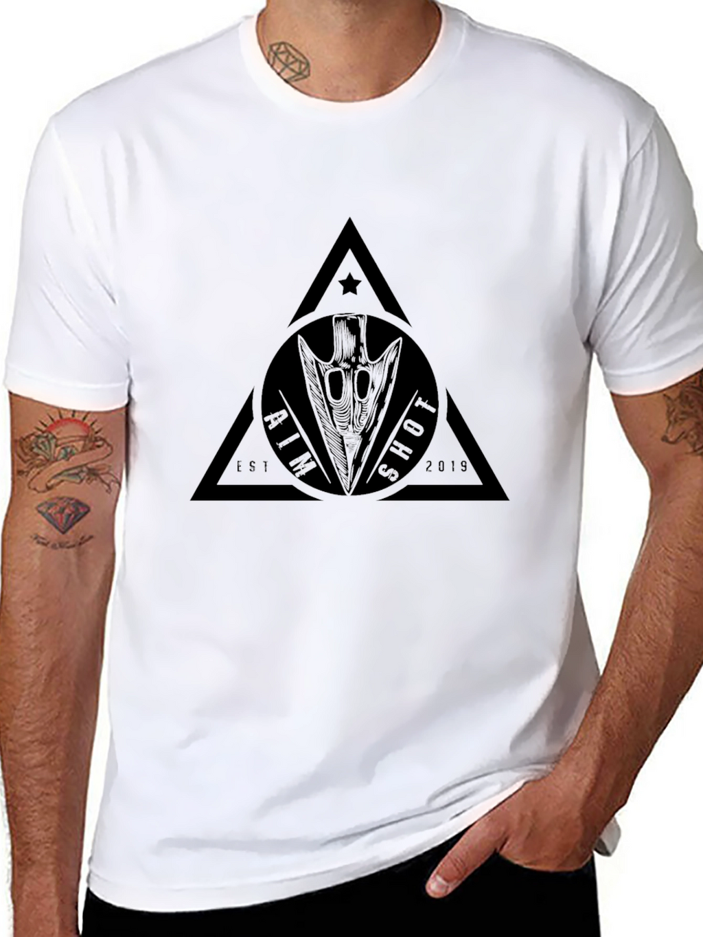 Mens Black T-Shirt with Aim Shot Graphic