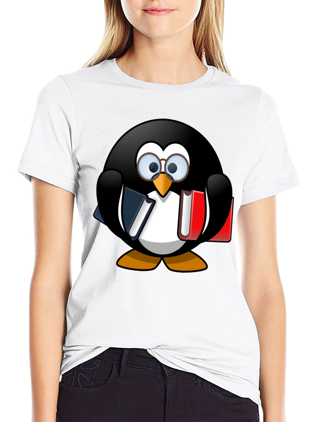 Penguin Bookworm Graphic T-Shirt - Unisex Casual Tee