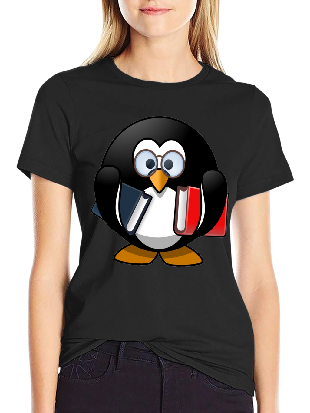 Penguin Bookworm Graphic T-Shirt - Unisex Casual Tee