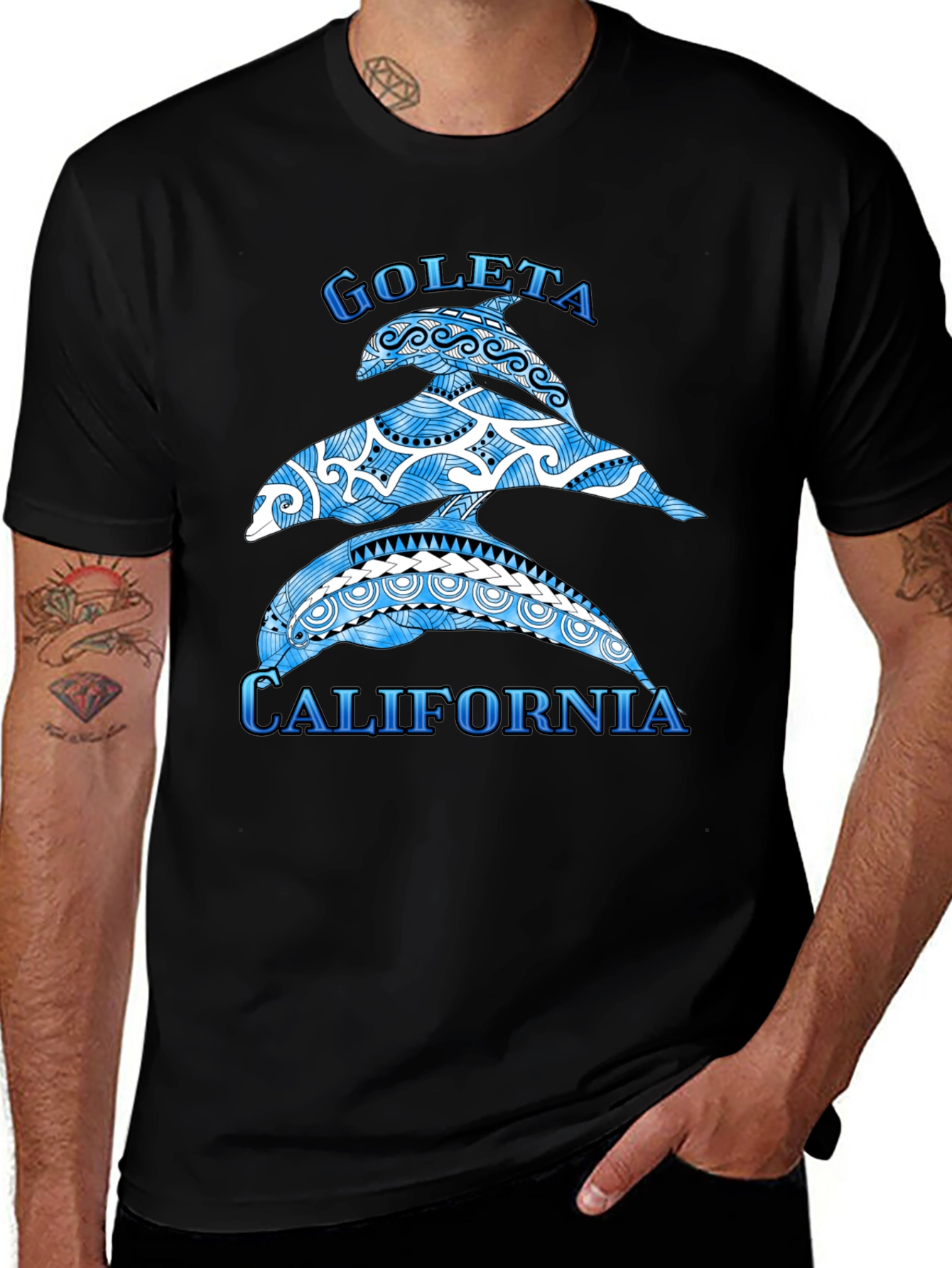 Goleta California Dolphin T-Shirt - Black