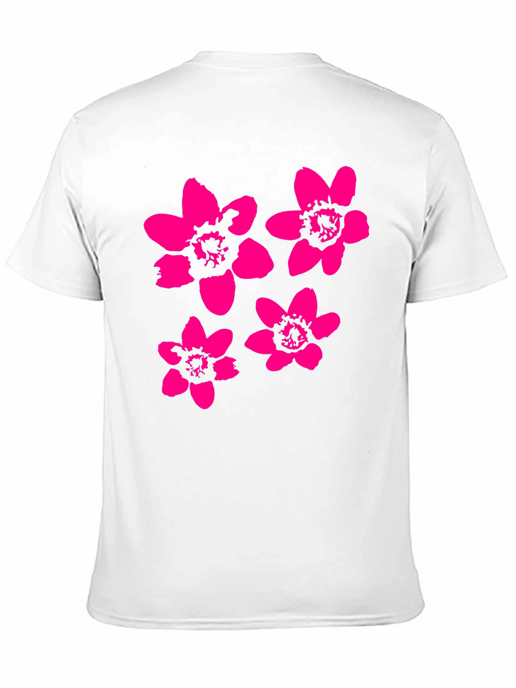 Black T-Shirt with Pink Flower Print