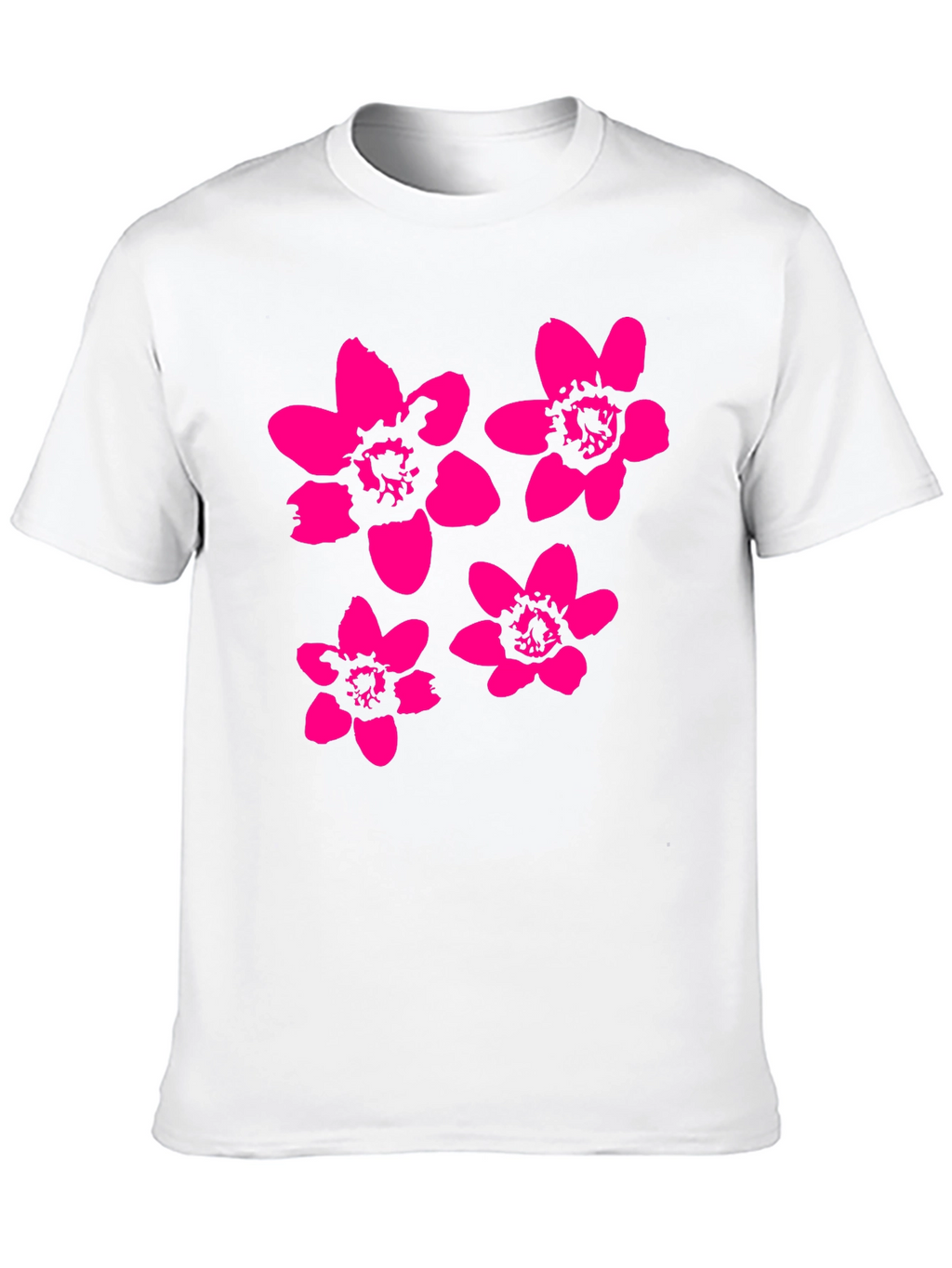 Black T-Shirt with Pink Flower Print
