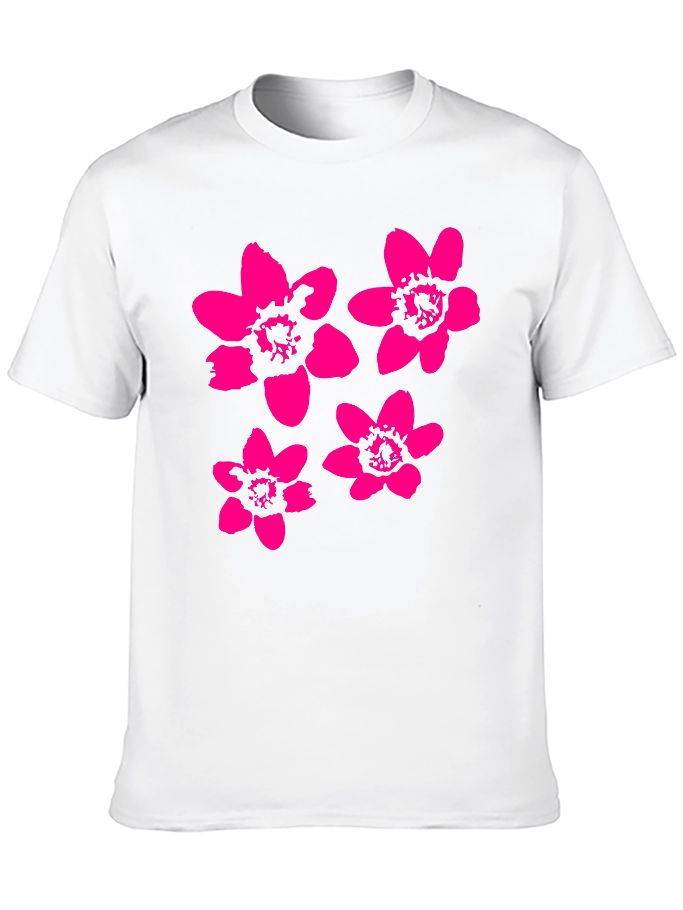 Black T-Shirt with Pink Flower Print
