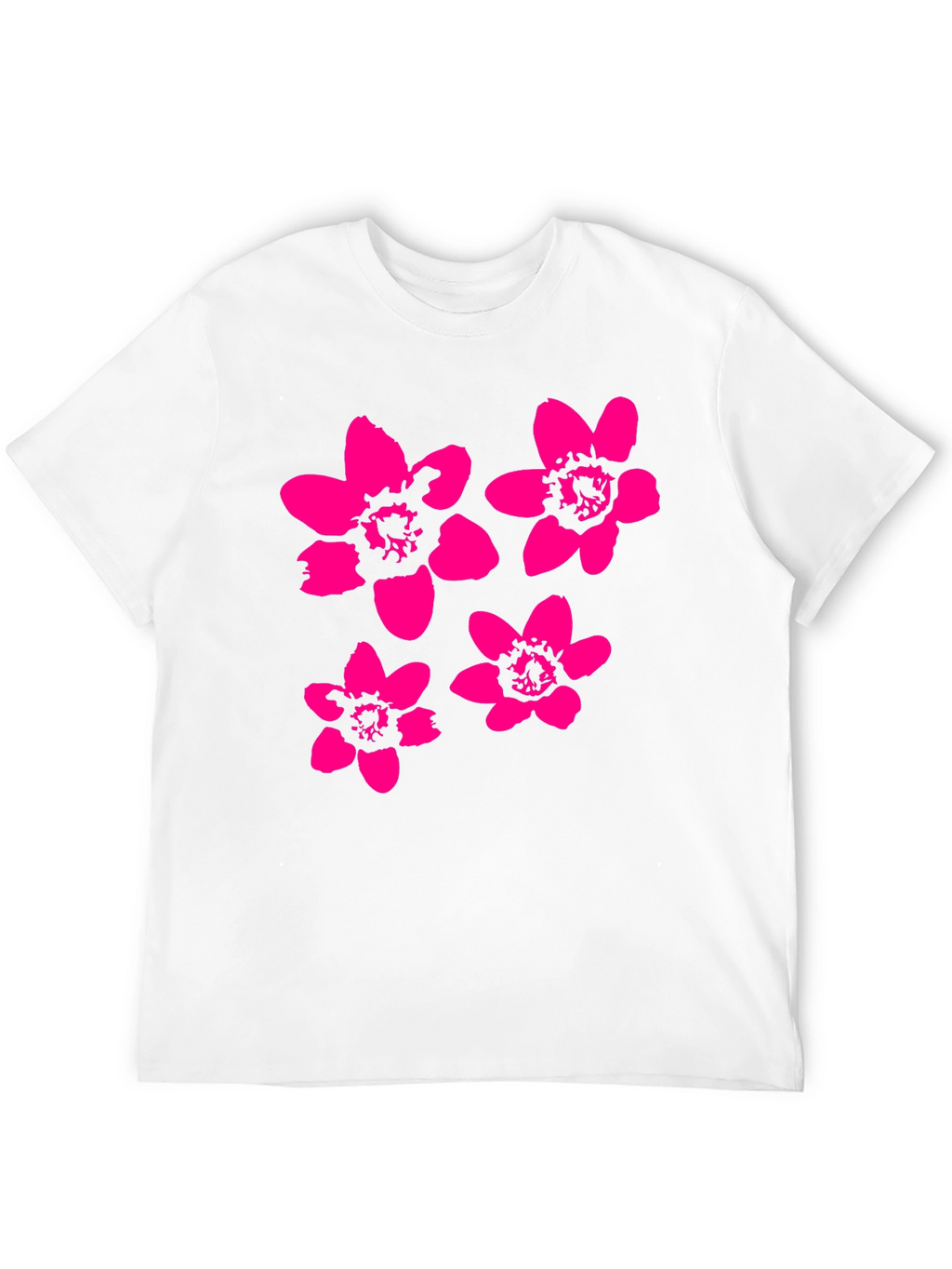 Black T-Shirt with Pink Flower Print