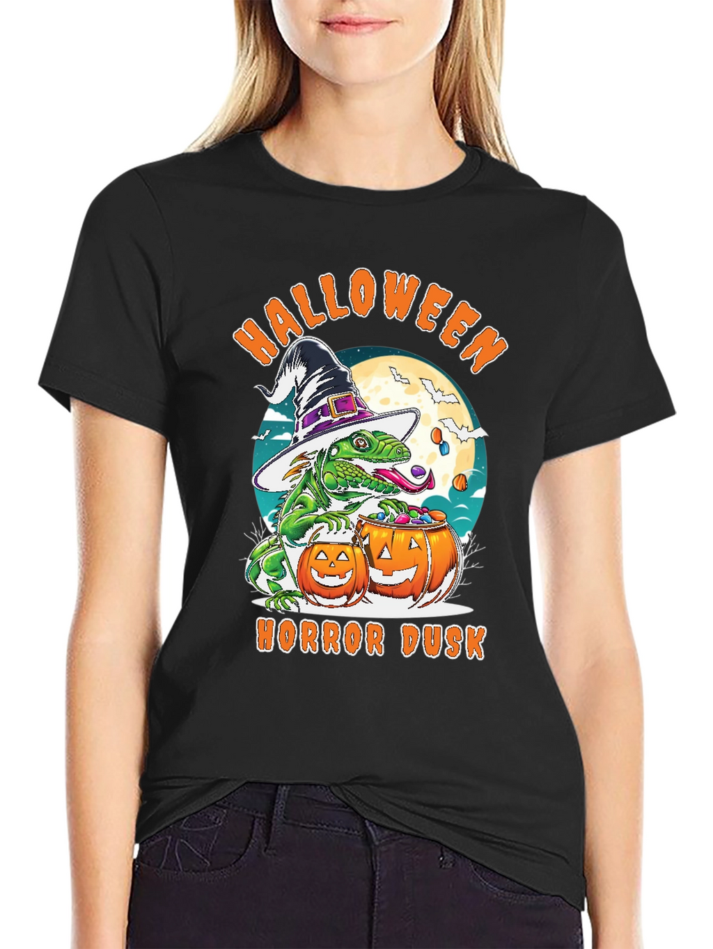 Halloween Lizard T-Shirt: Horror Dusk Design