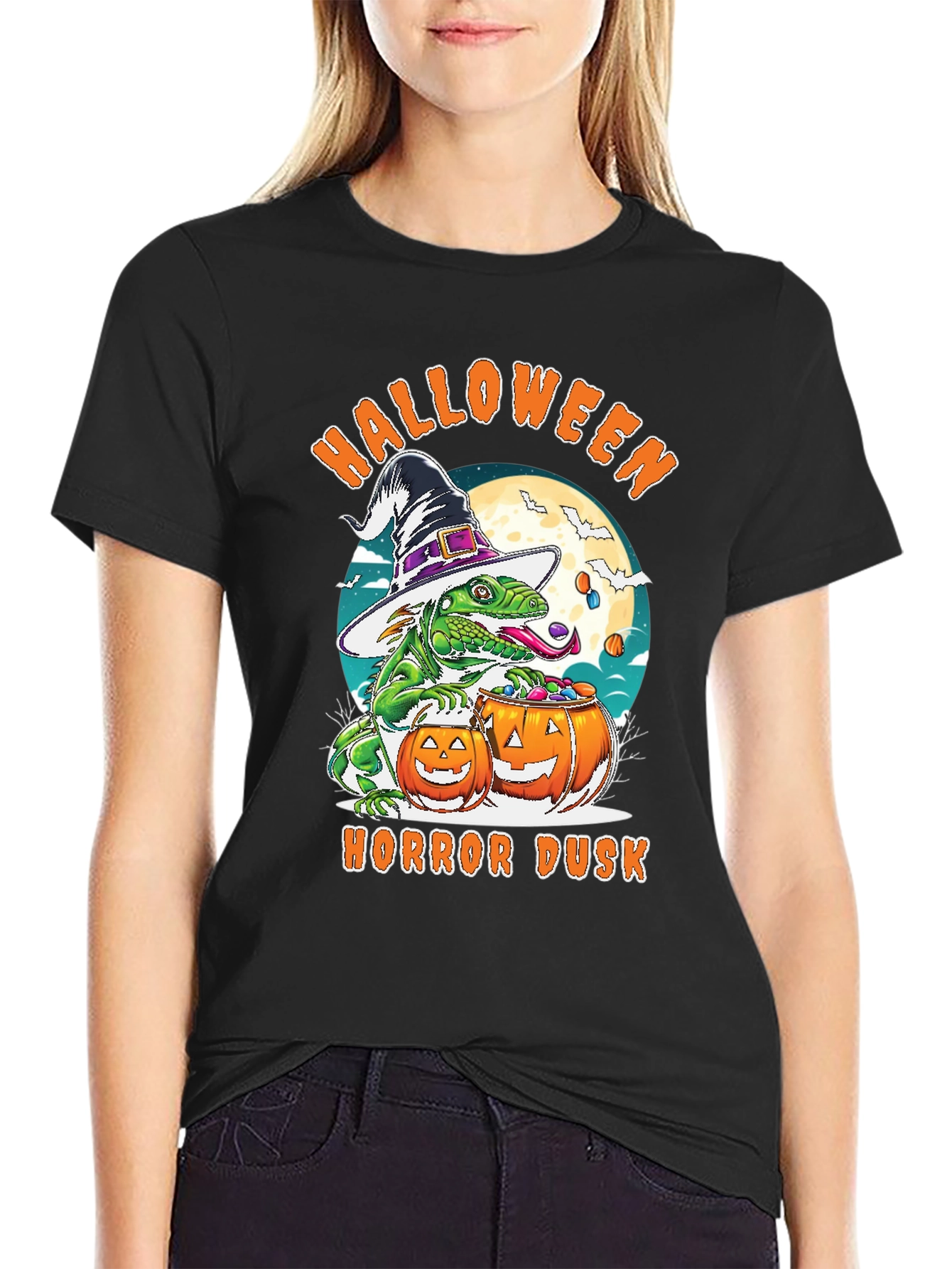 Halloween Lizard T-Shirt: Horror Dusk Design