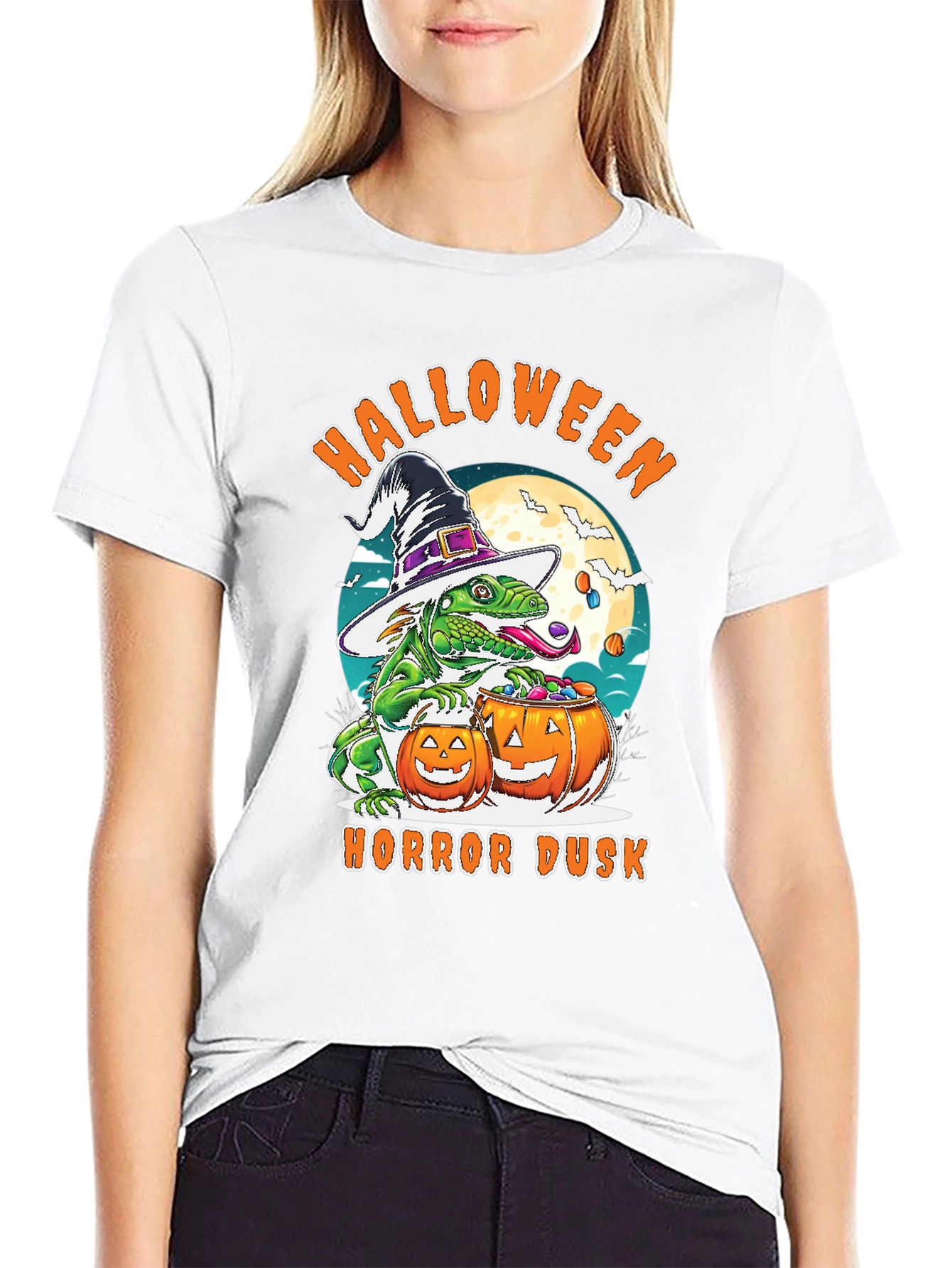 Halloween Lizard T-Shirt: Horror Dusk Design