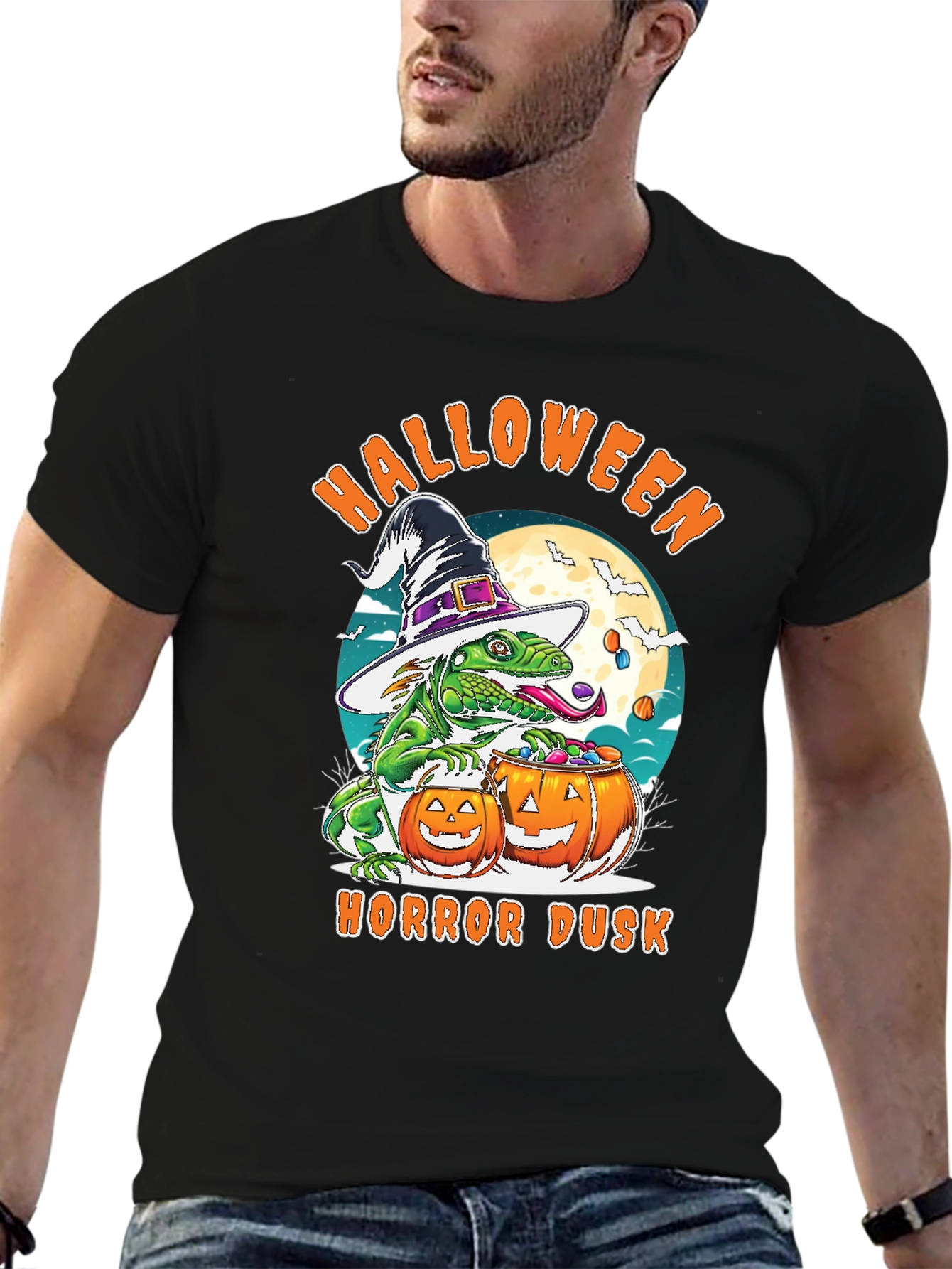 Halloween Lizard T-Shirt: Horror Dusk Design