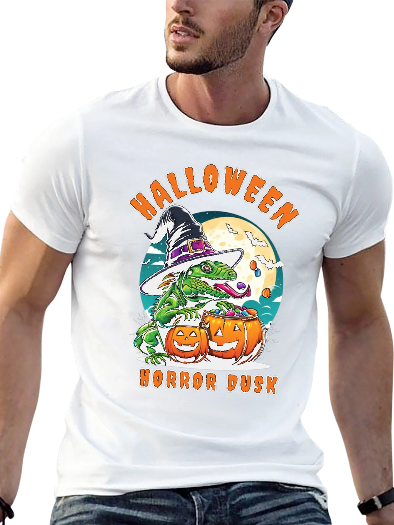 Halloween Lizard T-Shirt: Horror Dusk Design