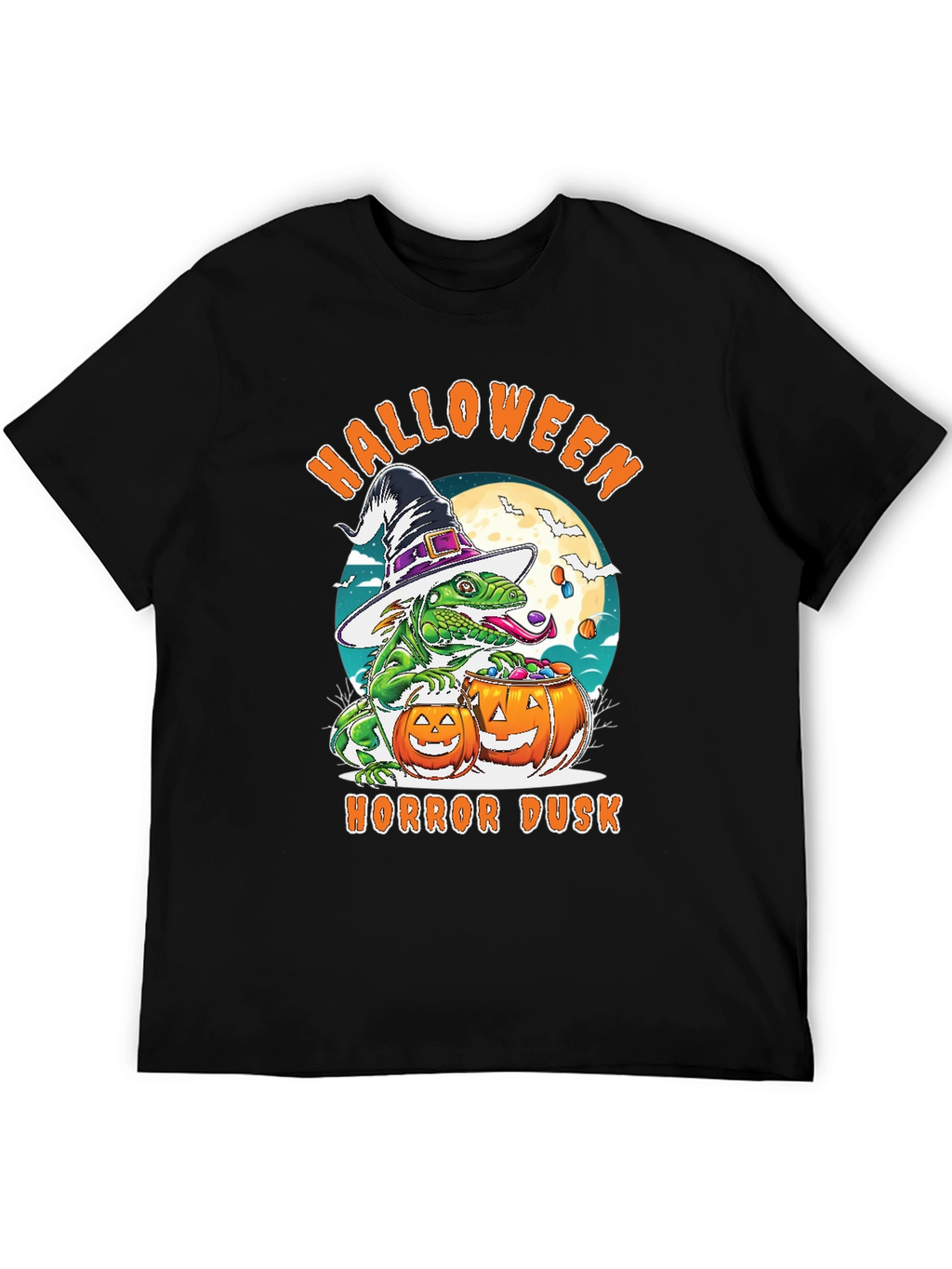 Halloween Lizard T-Shirt: Horror Dusk Design