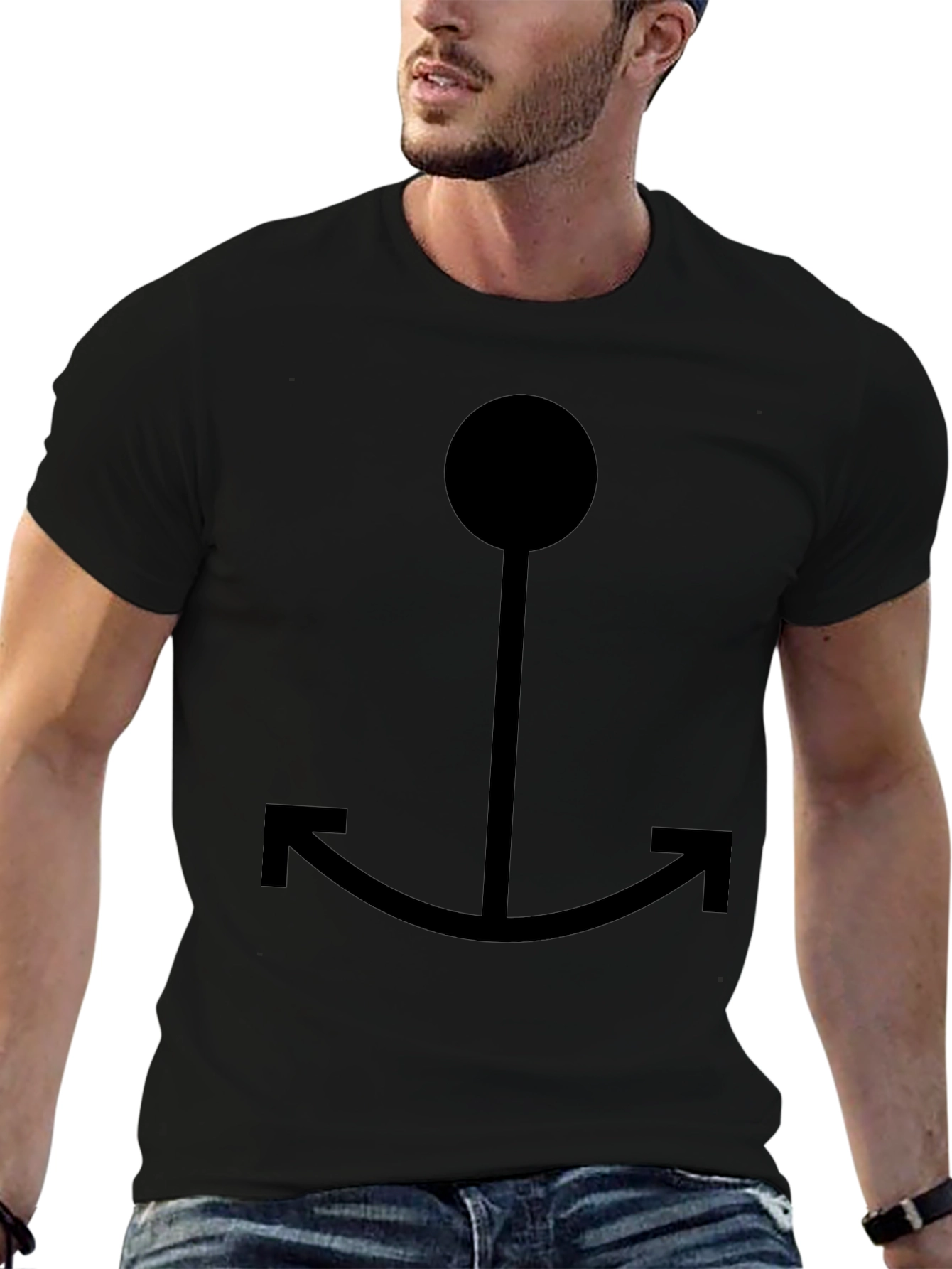 Black Anchor Graphic Tee - Casual Style