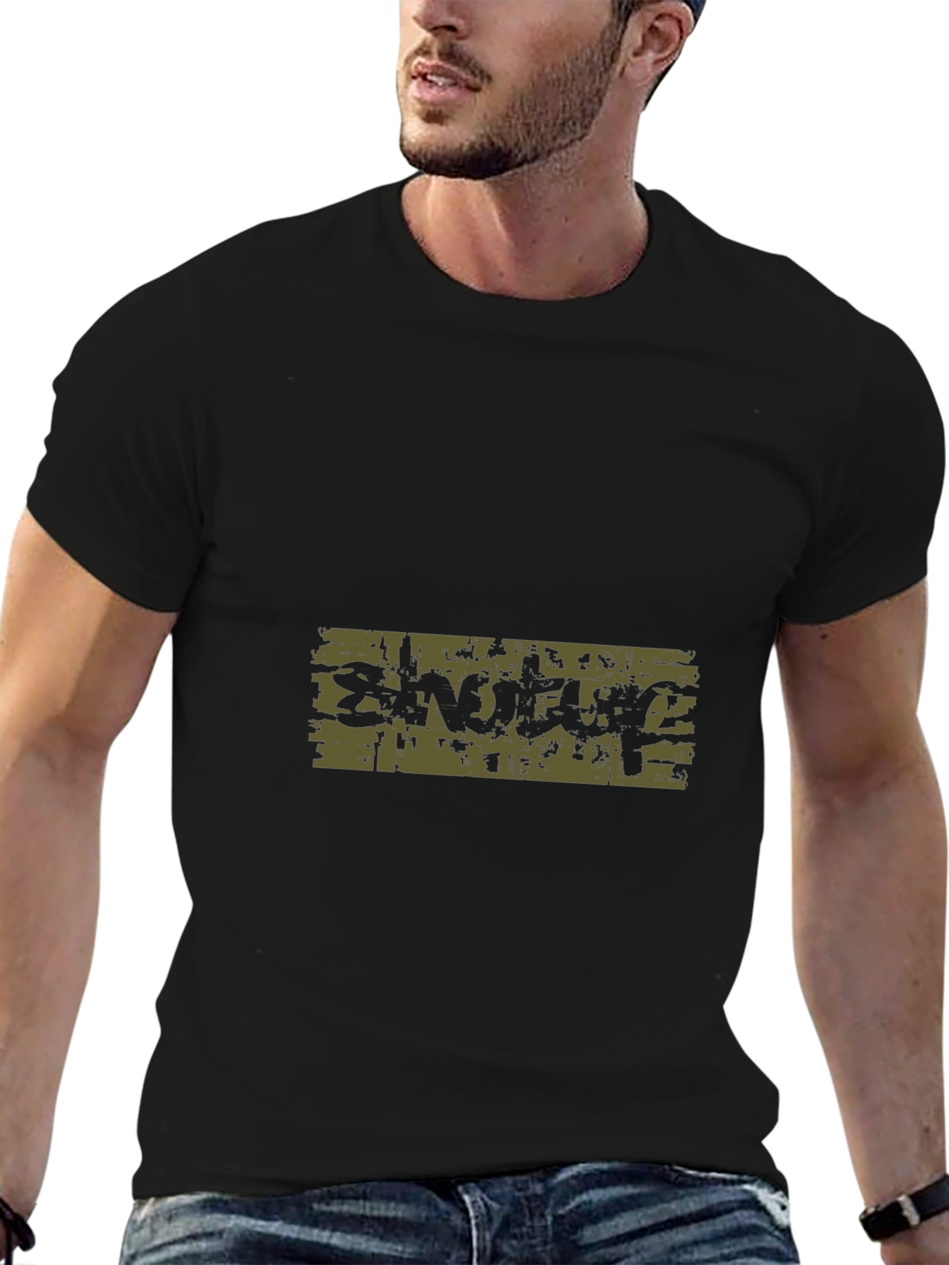 Graphic Print Black Tee