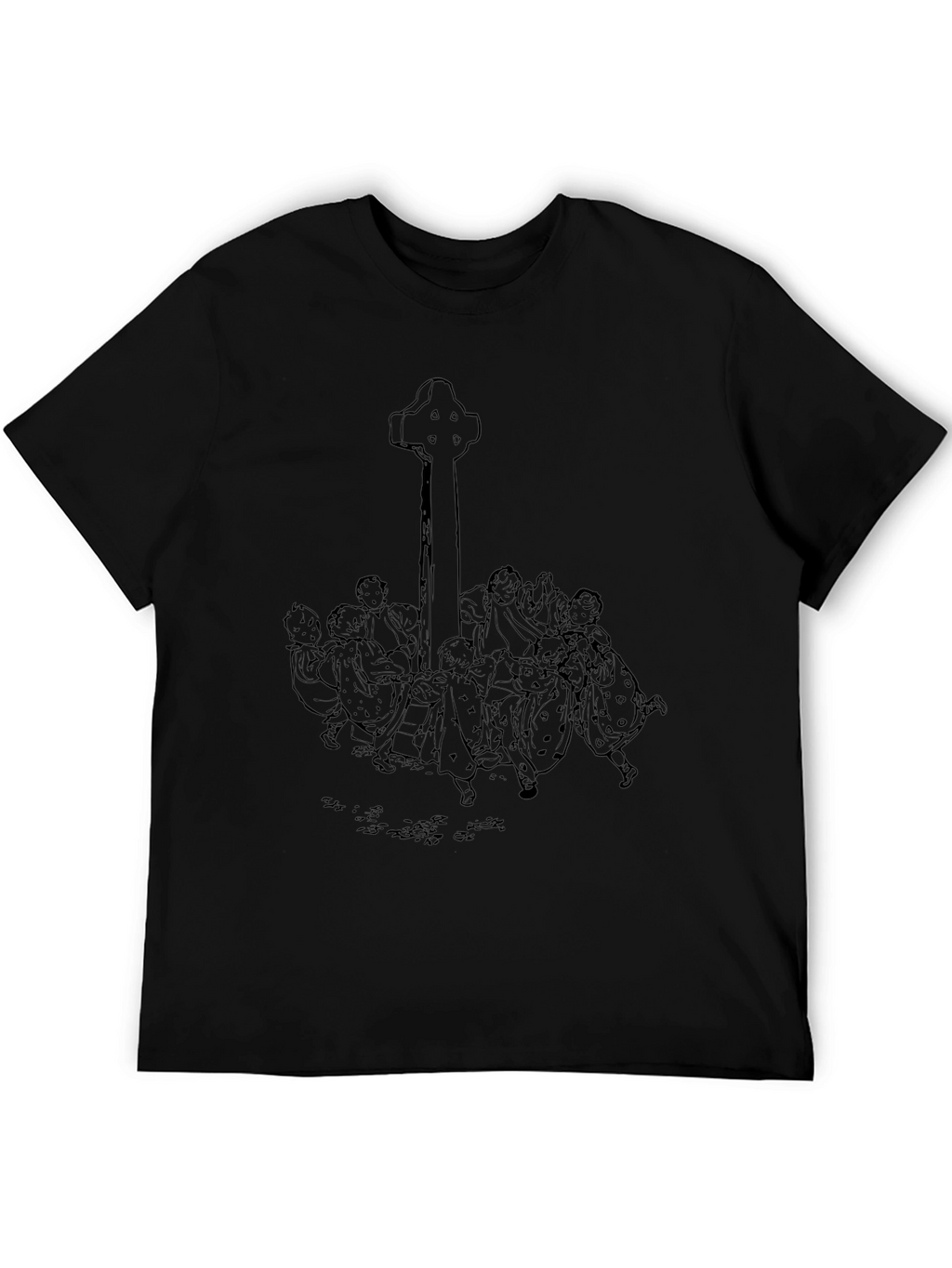 Whimsical Celtic Cross Graphic Tee - Unisex Black T-Shirt