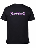 Black T-Shirt with Purple Metal Band Graphic
