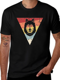 Retro Wolf Triangle Graphic Tee - Black