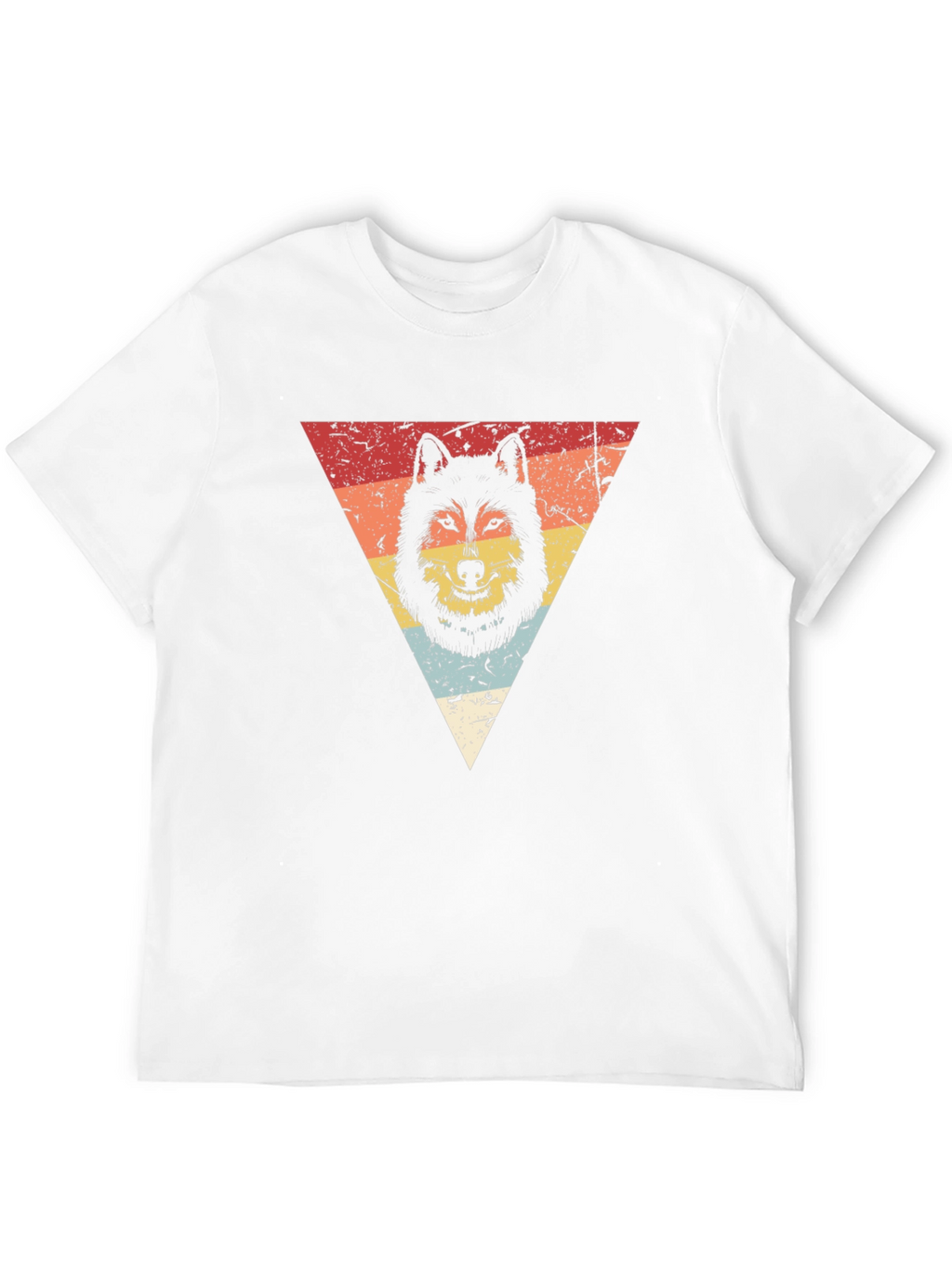 Retro Wolf Triangle Graphic Tee - Black
