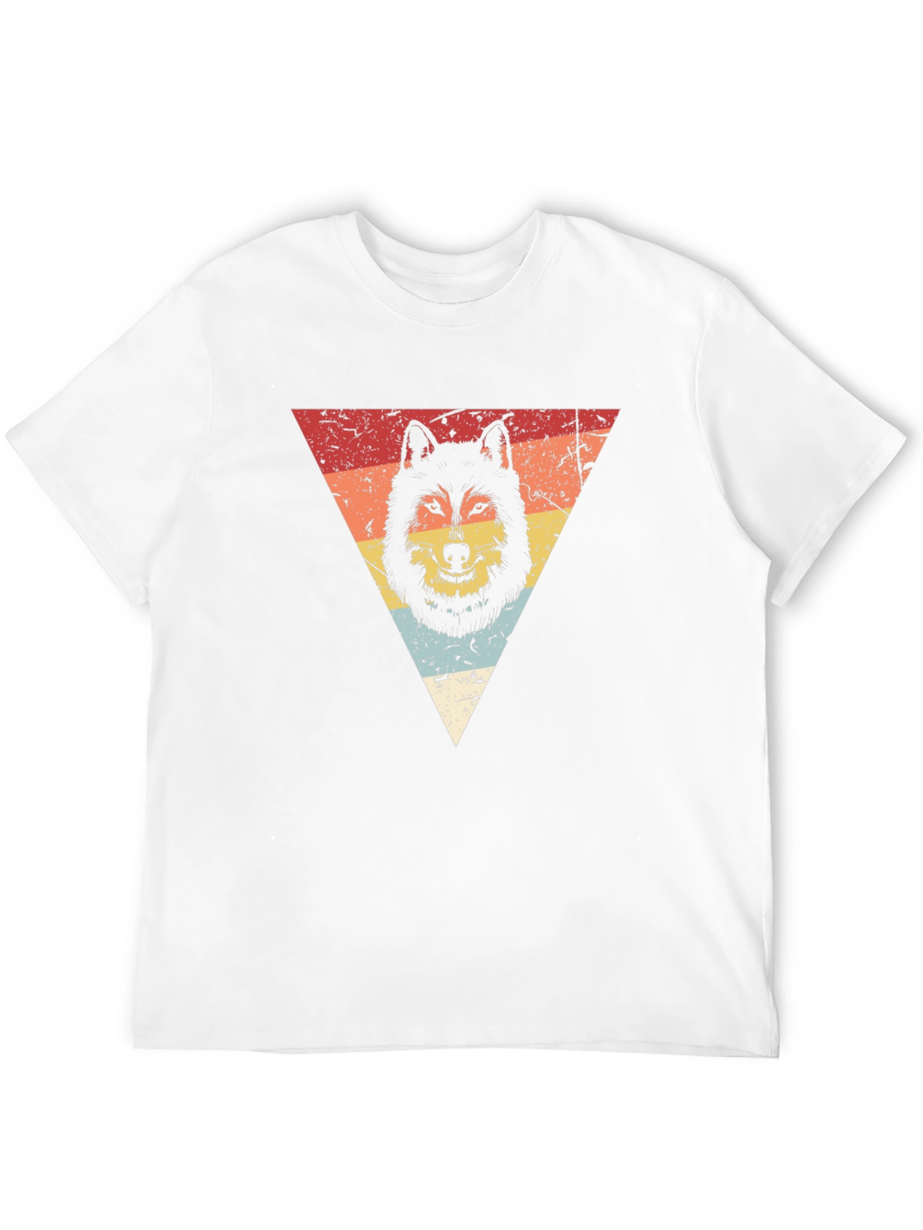 Retro Wolf Triangle Graphic Tee - Black