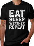 Eat Sleep Weather Repeat Black T-Shirt