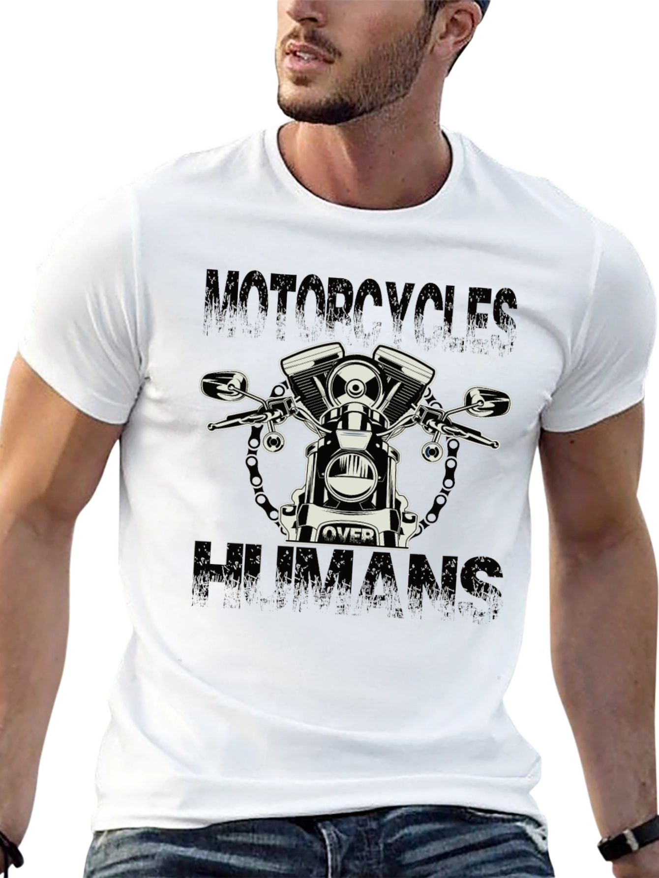 Motorcycle Over Humans Graphic Tee - Black