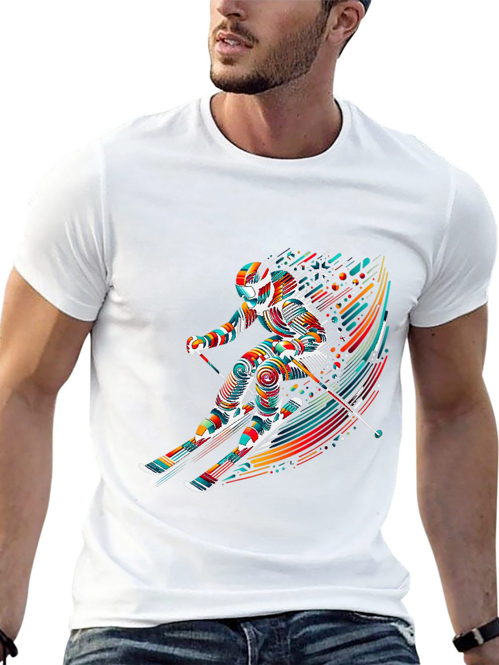 Vibrant Skier Graphic Tee - Sporty Stylish Design