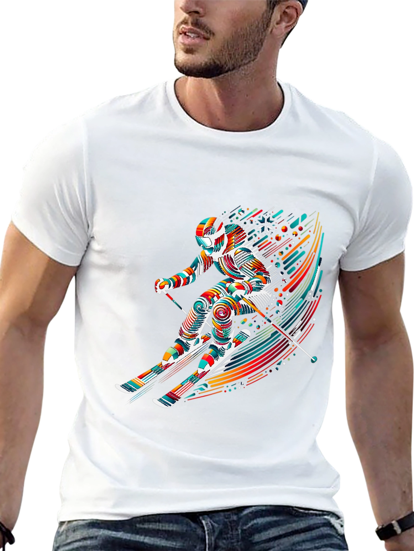 Vibrant Skier Graphic Tee - Sporty Stylish Design