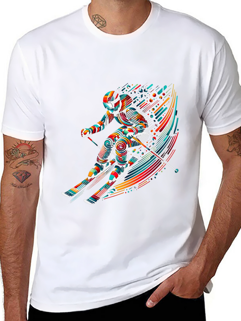 Vibrant Skier Graphic Tee - Sporty Stylish Design