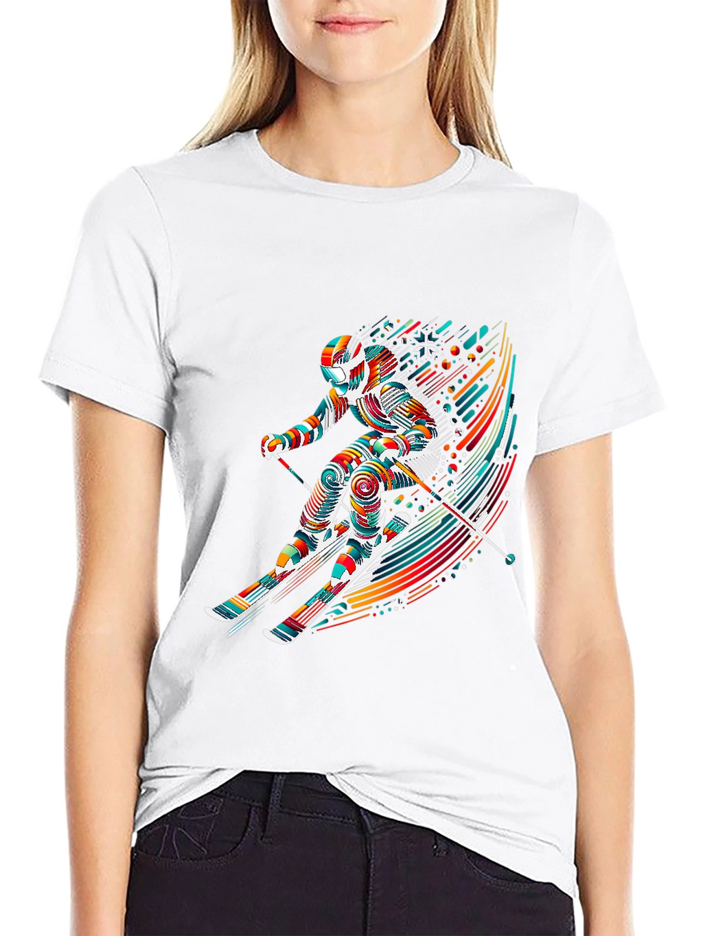 Vibrant Skier Graphic Tee - Sporty Stylish Design