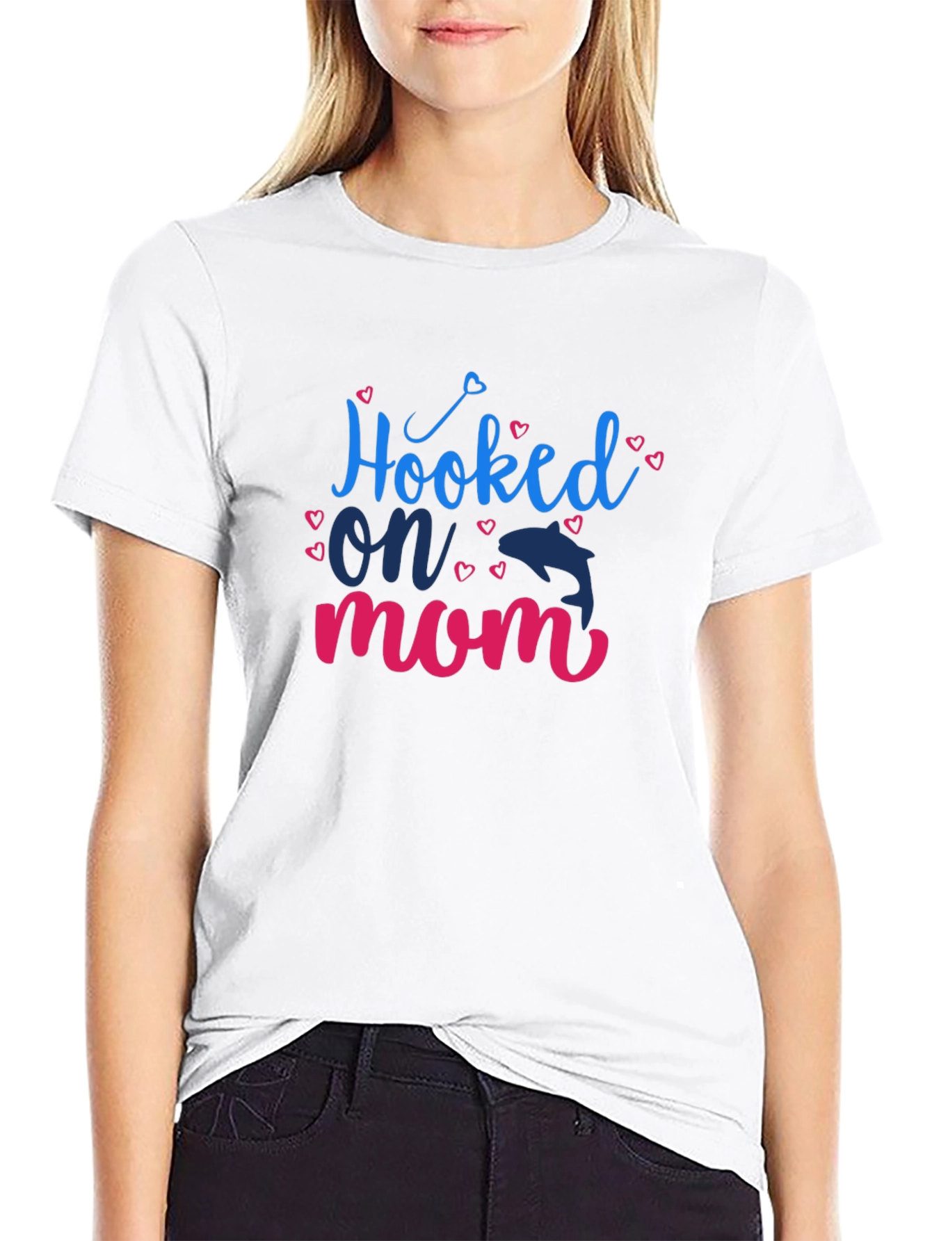 Hooked on Mom Graphic Tee - Blue & Pink