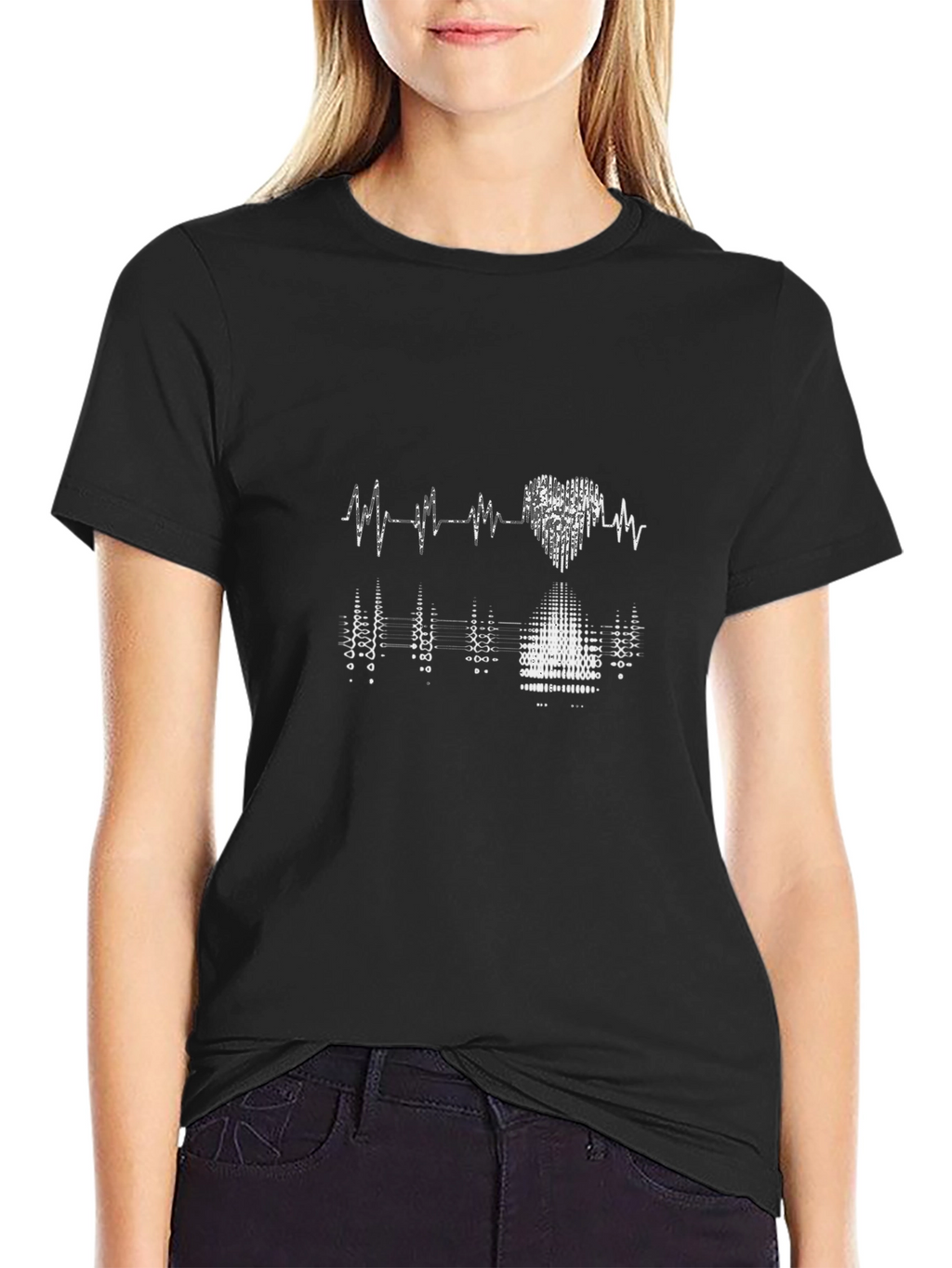 Heartbeat Graphic Black T-Shirt