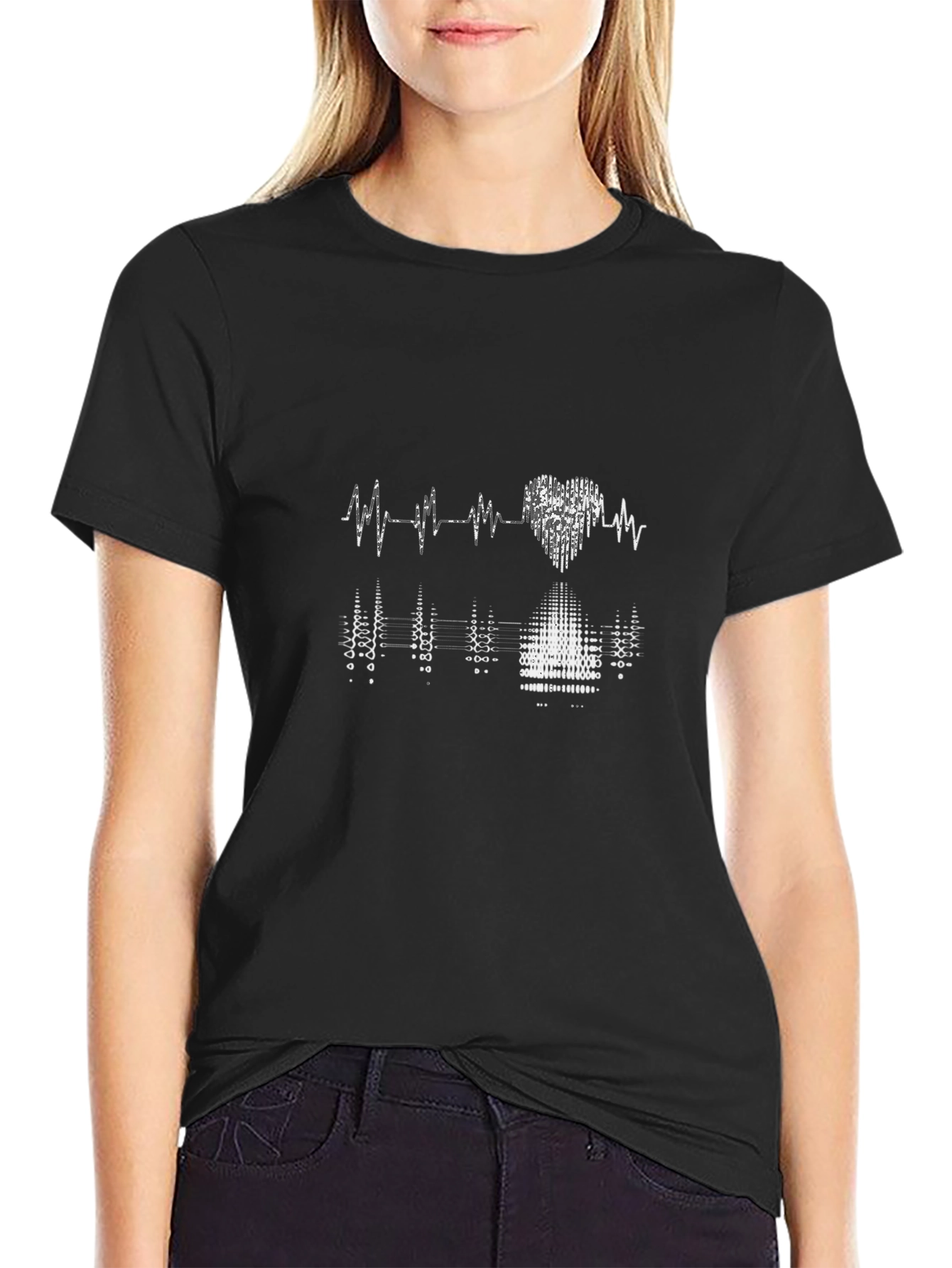 Heartbeat Graphic Black T-Shirt
