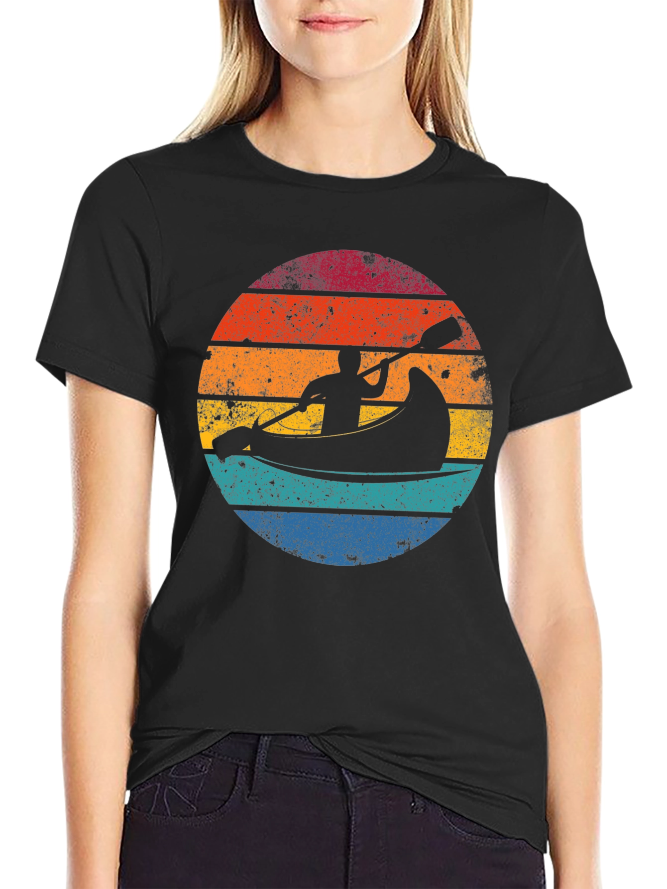 Retro Sunset Kayak T-Shirt - Adventure Awaits!