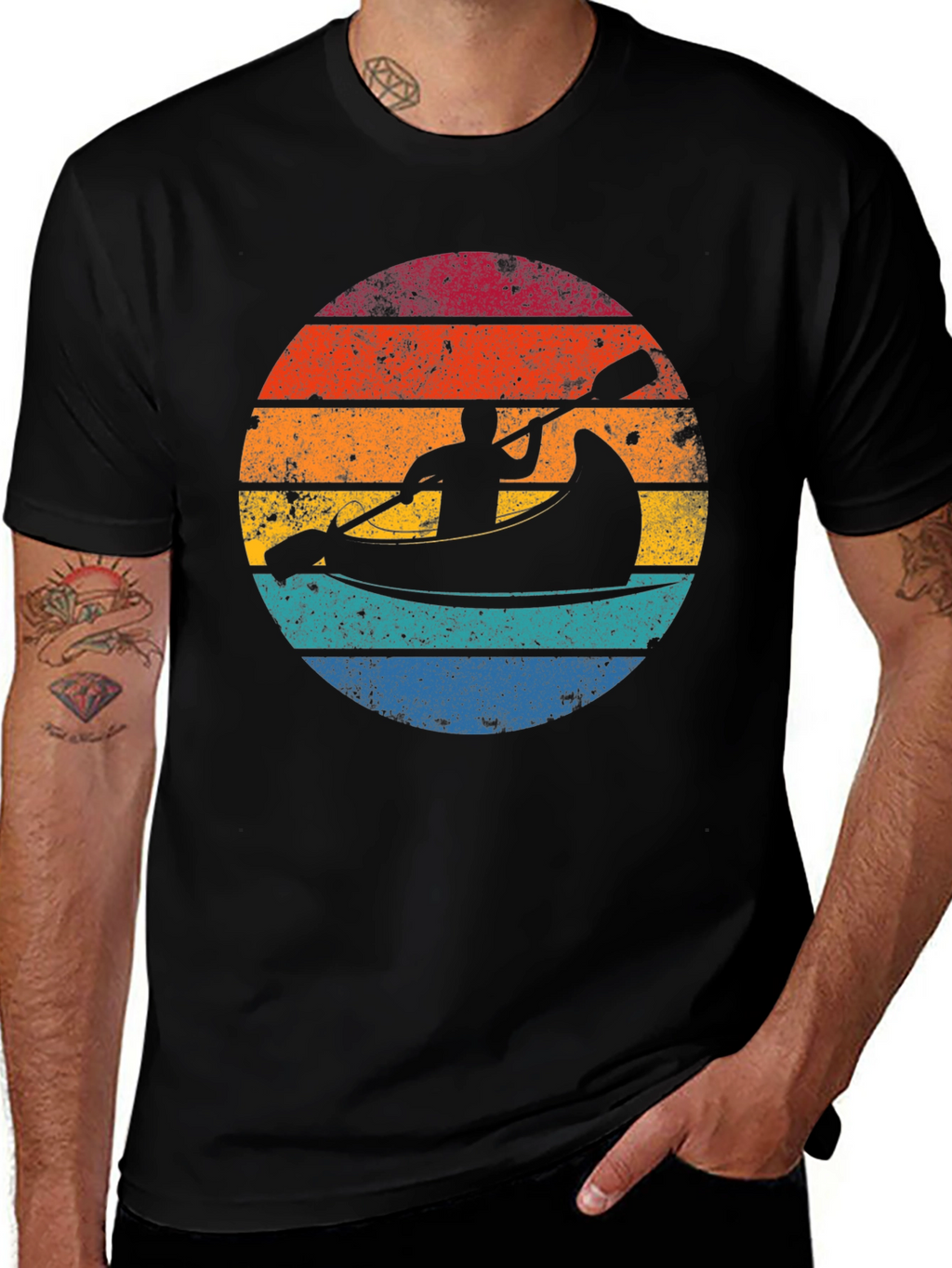 Retro Sunset Kayak T-Shirt - Adventure Awaits!