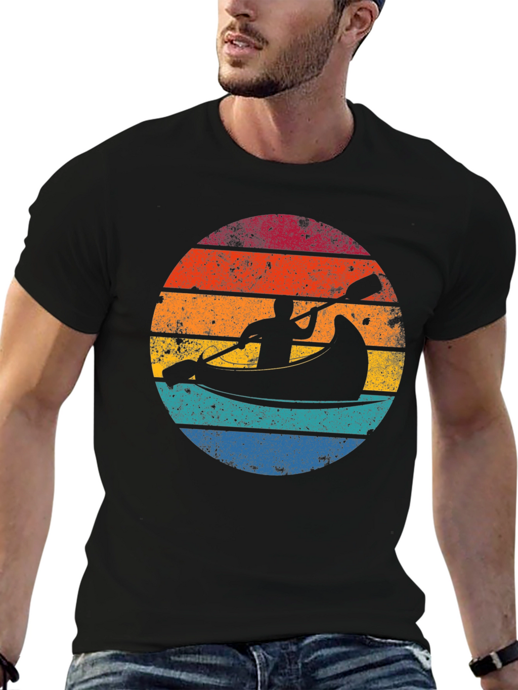 Retro Sunset Kayak T-Shirt - Adventure Awaits!
