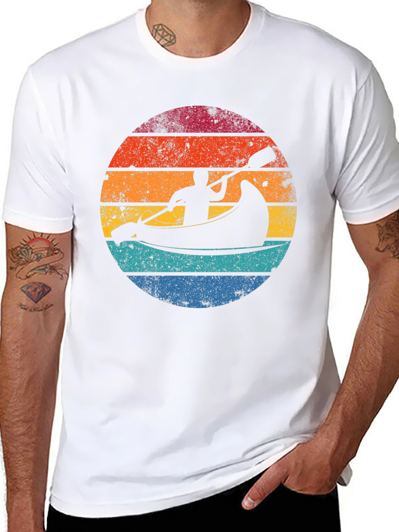 Retro Sunset Kayak T-Shirt - Adventure Awaits!