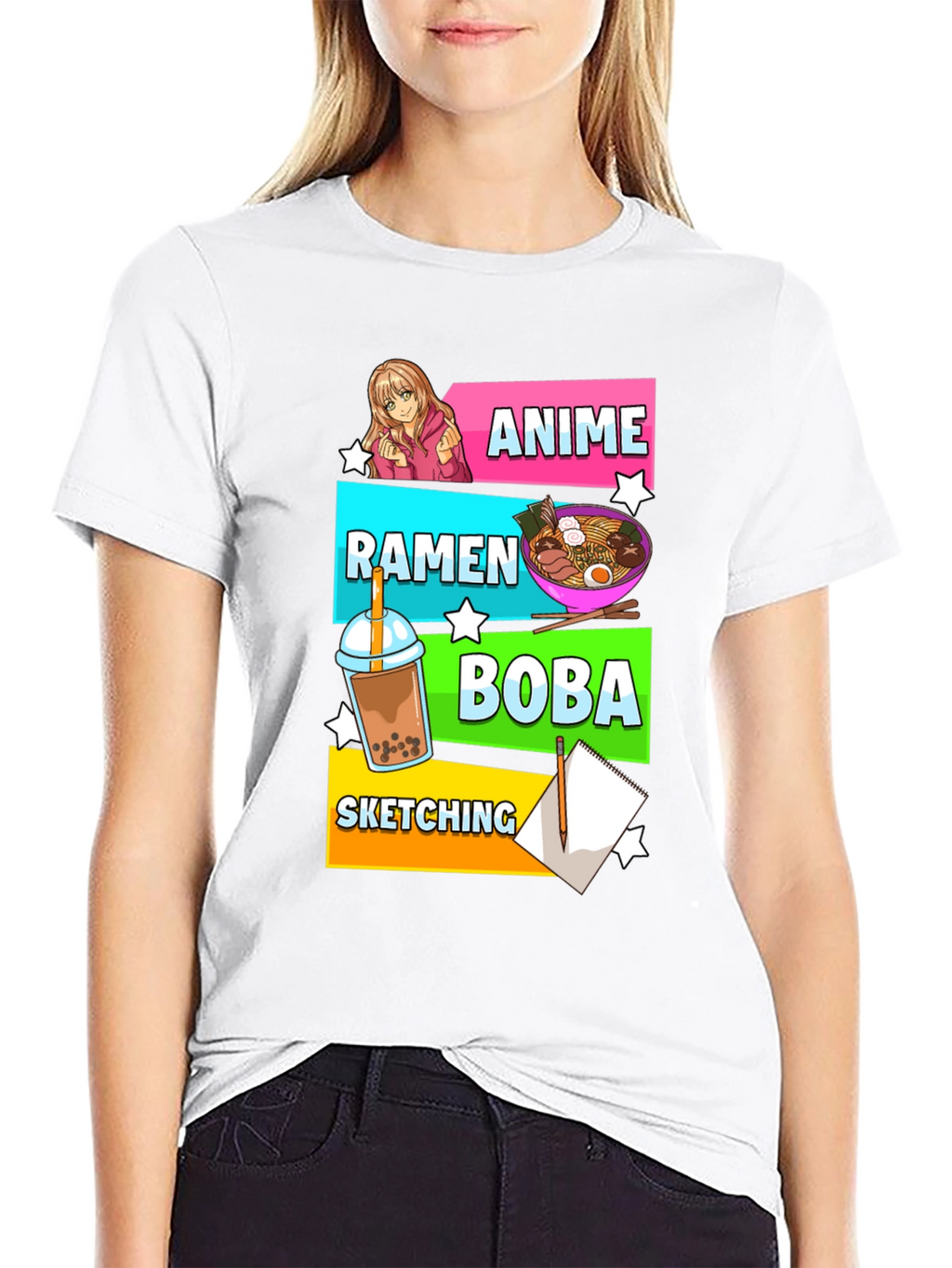 Anime Ramen Boba Sketching Graphic Tee
