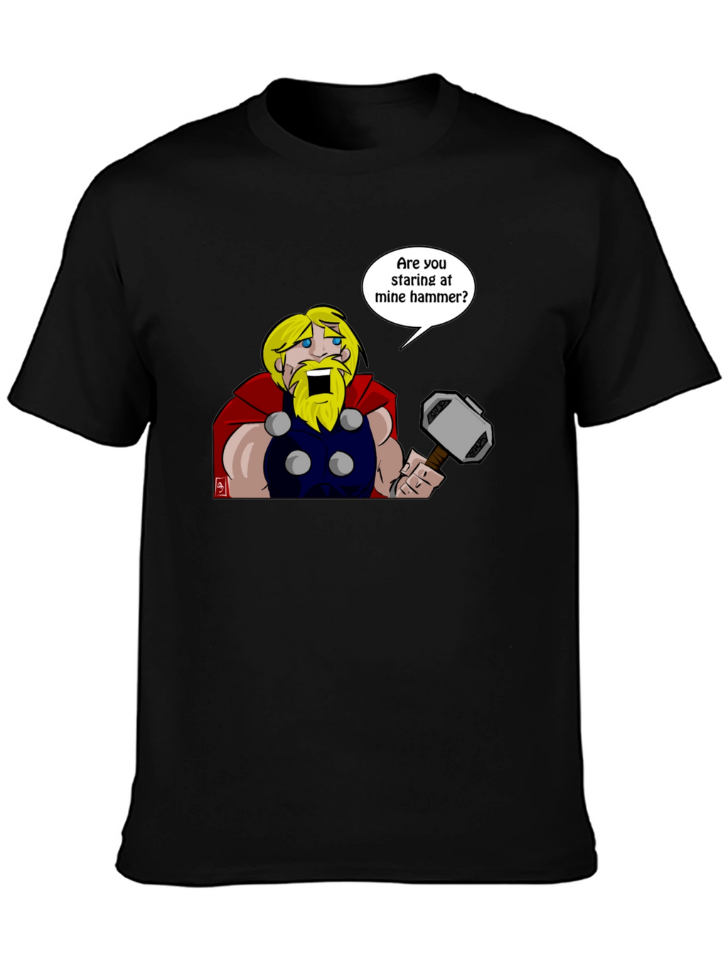 Thor Hammer Graphic T-Shirt - Funny Comic Style