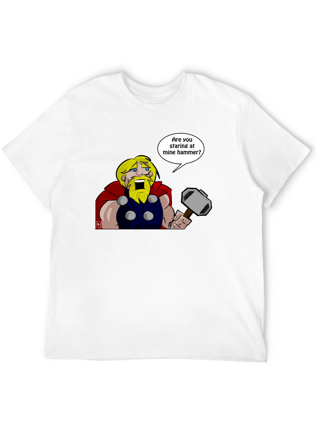 Thor Hammer Graphic T-Shirt - Funny Comic Style