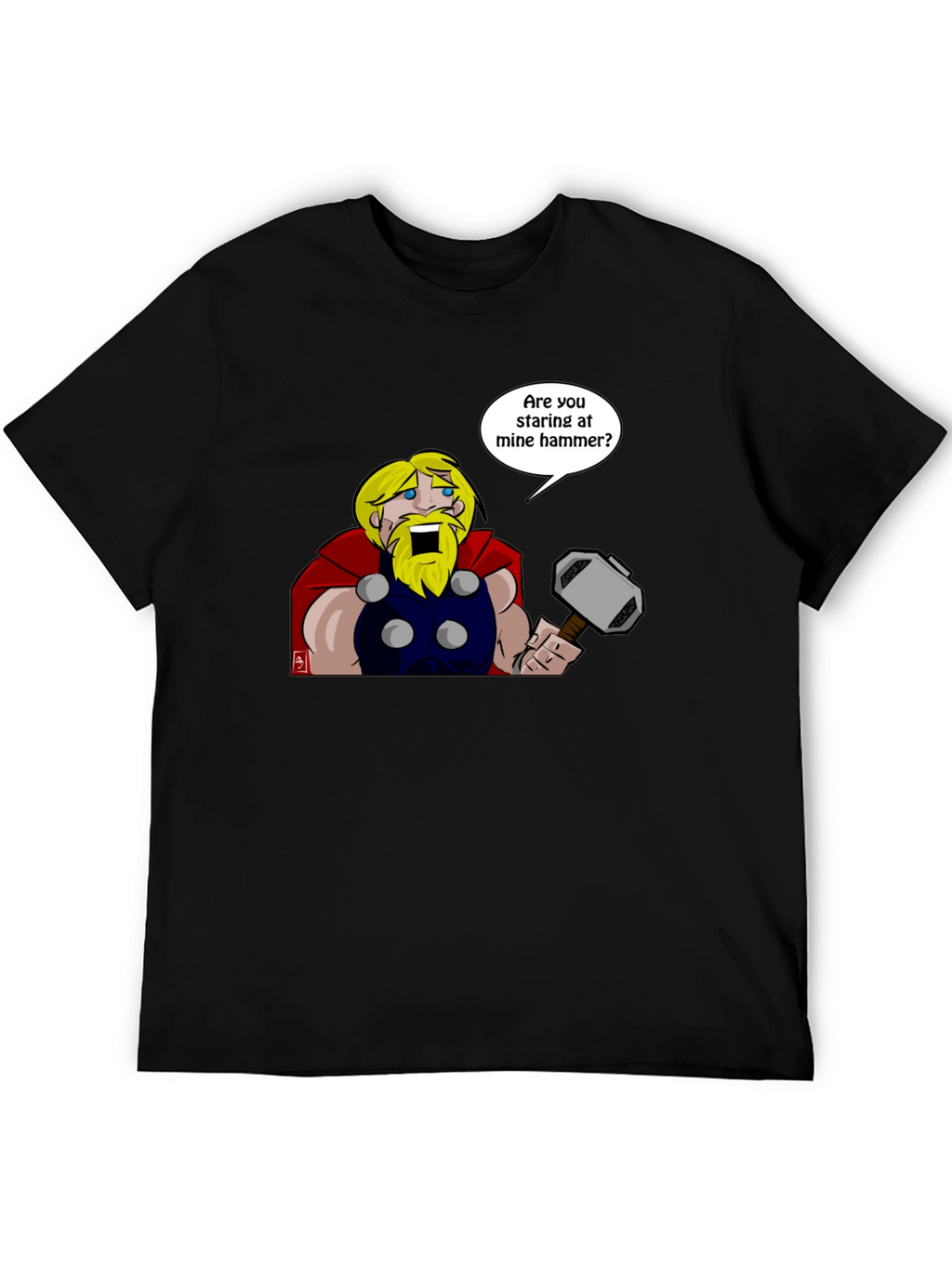 Thor Hammer Graphic T-Shirt - Funny Comic Style