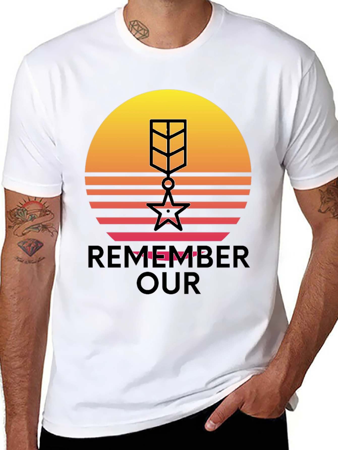 Retro Sunset Remember Our Heroes T-Shirt