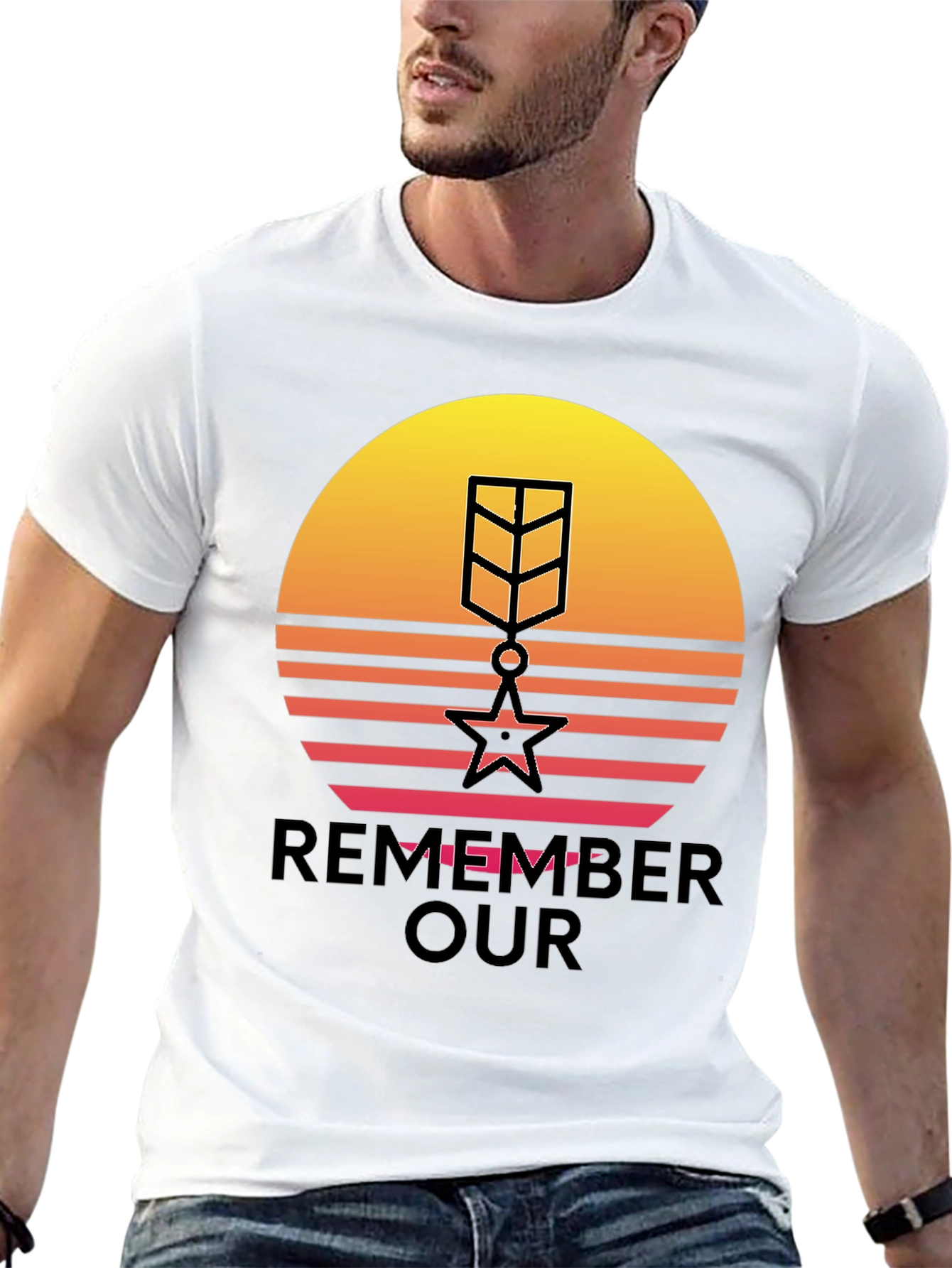 Retro Sunset Remember Our Heroes T-Shirt