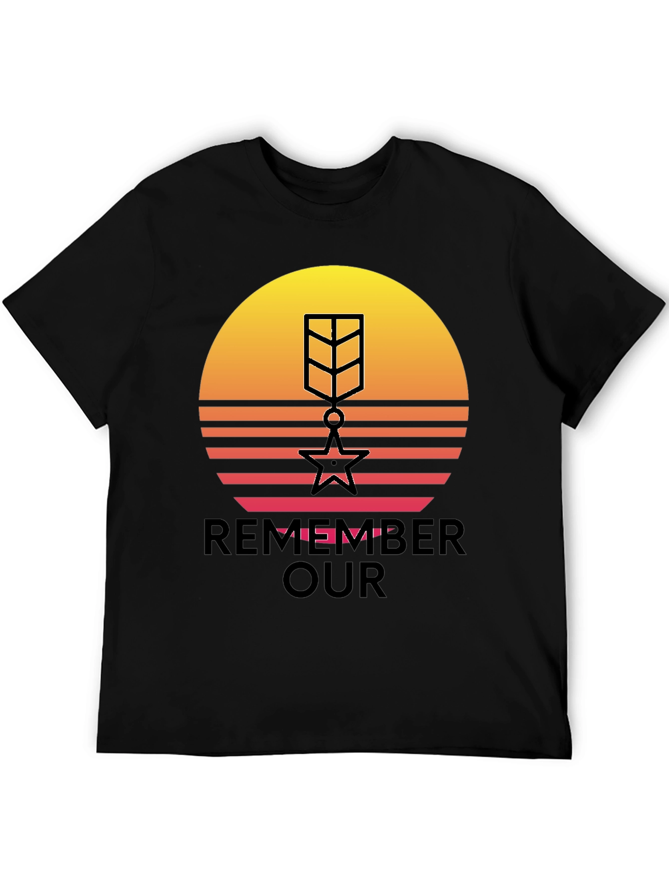 Retro Sunset Remember Our Heroes T-Shirt